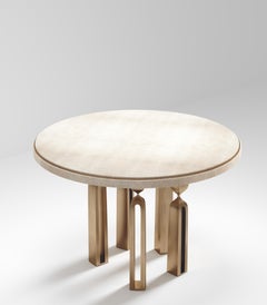 Shagreen Breakfast Table with Bronze-Patina Brass by Kifu Paris