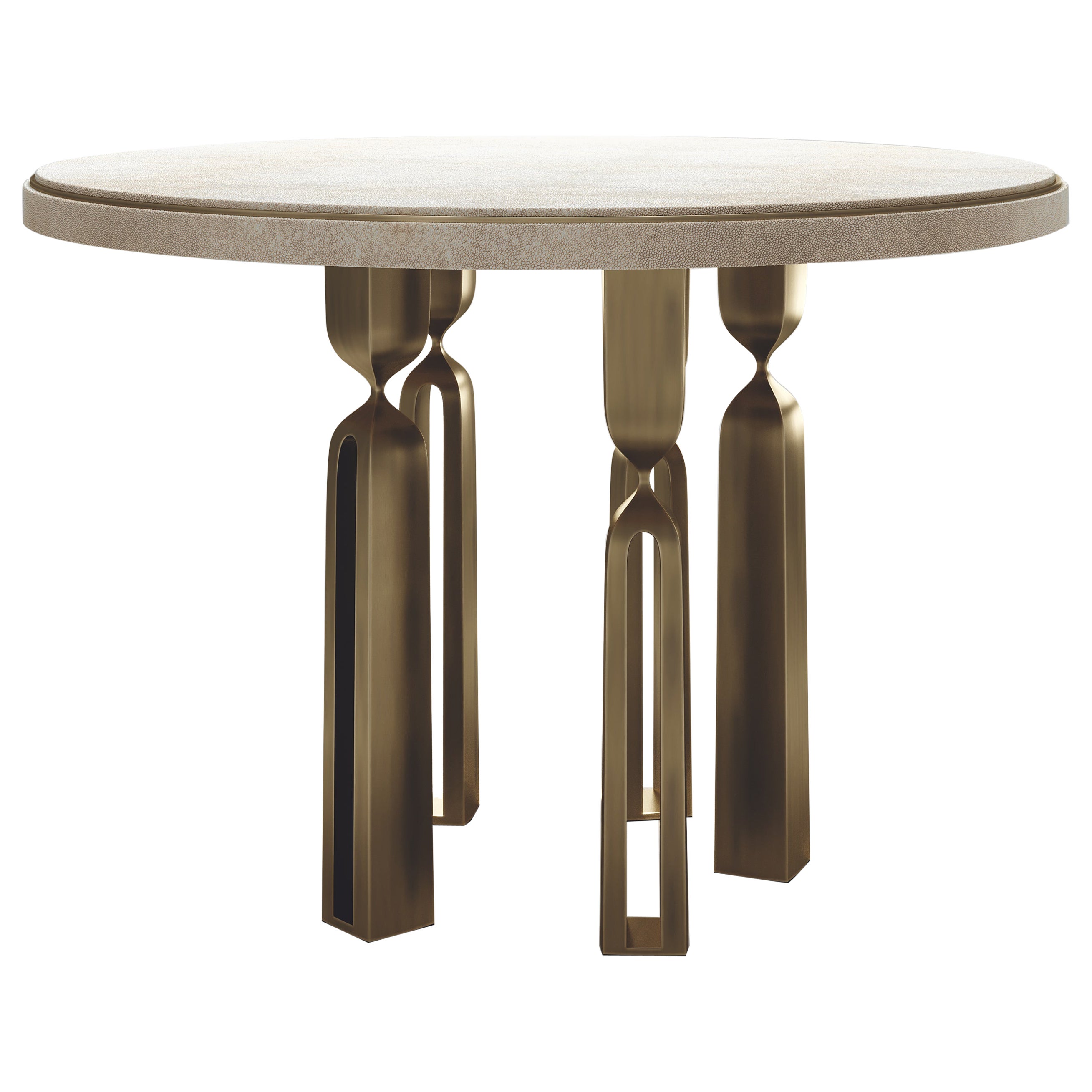 Shagreen Breakfast Table with Bronze-Patina Brass by Kifu Paris