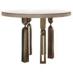 Shagreen Breakfast Table with Bronze-Patina Brass by Kifu Paris