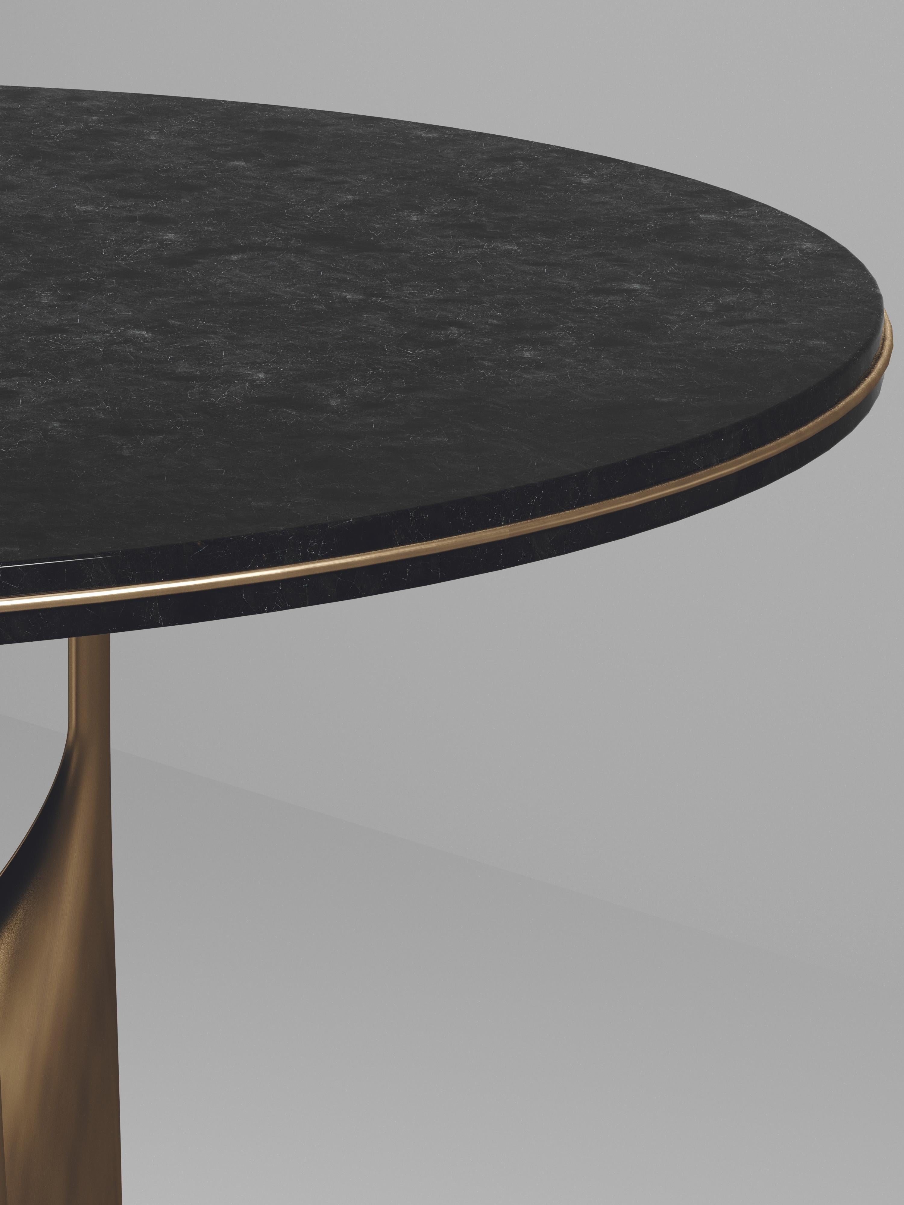 Shagreen Breakfast Table with Bronze Patina Brass Details by Kifu Paris For Sale 6
