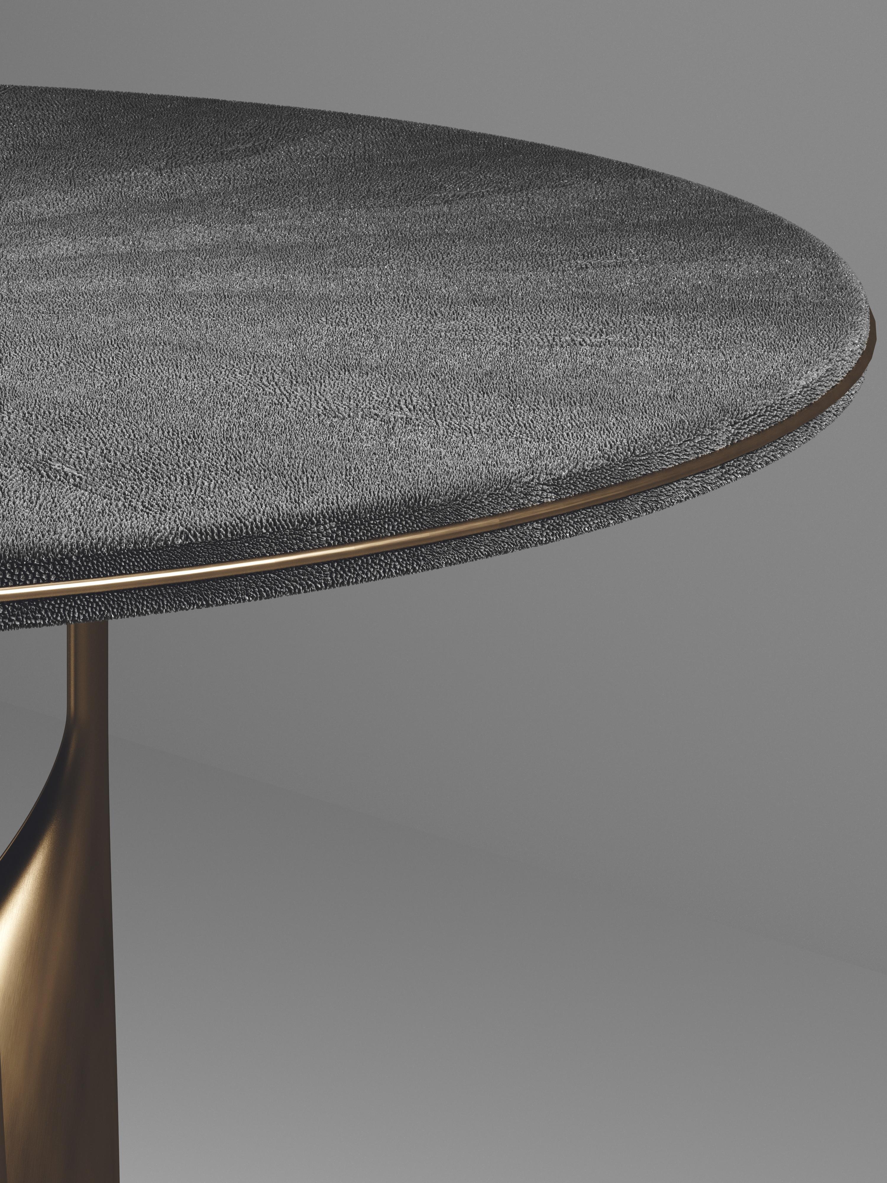 French Shagreen Breakfast Table with Bronze Patina Brass Details by Kifu Paris For Sale