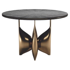 Shagreen Breakfast Table with Bronze Patina Brass Details by Kifu Paris