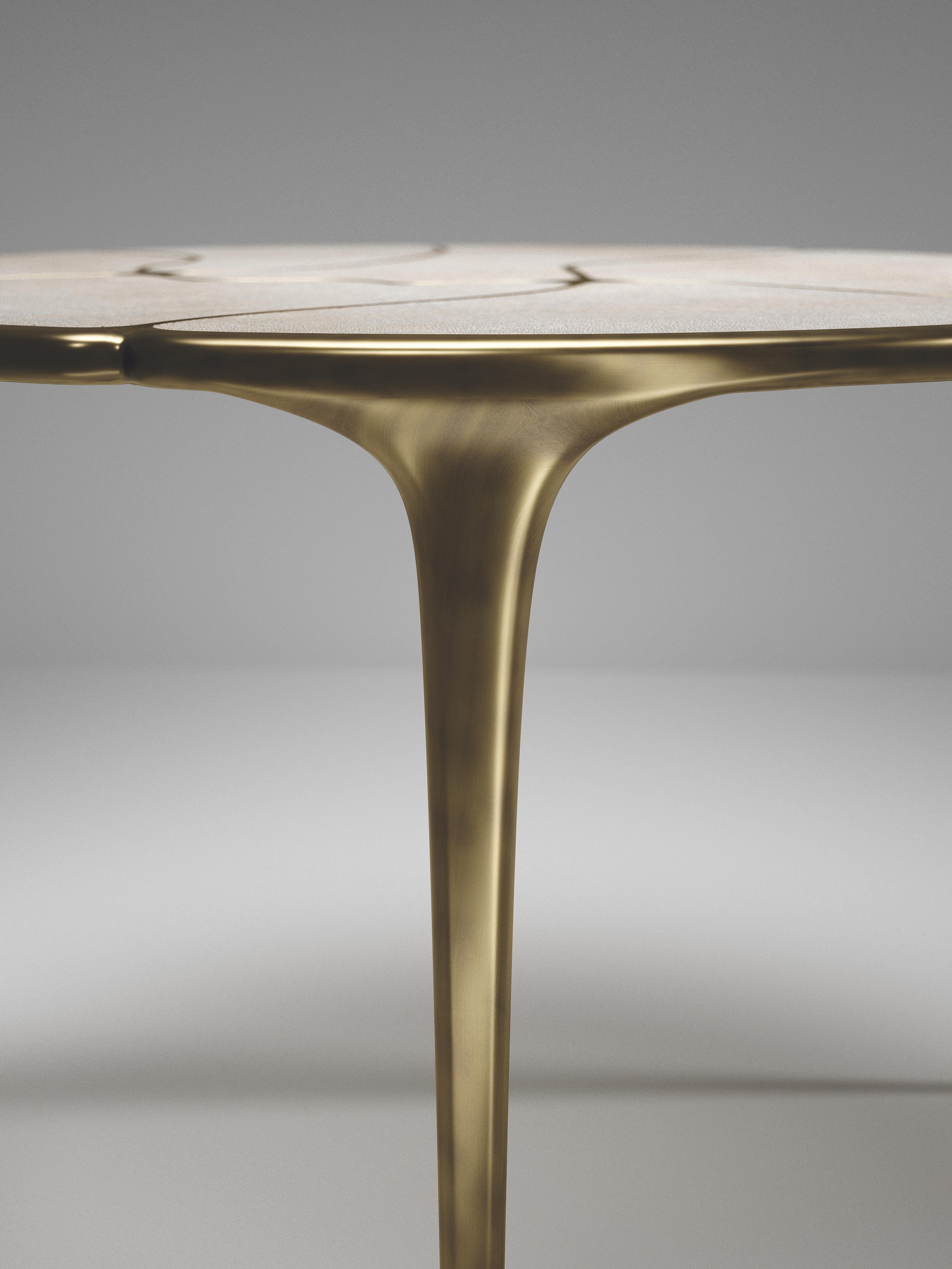 Shagreen Breakfast Table with Bronze-Patina Brass Details by R&Y Augousti For Sale 3