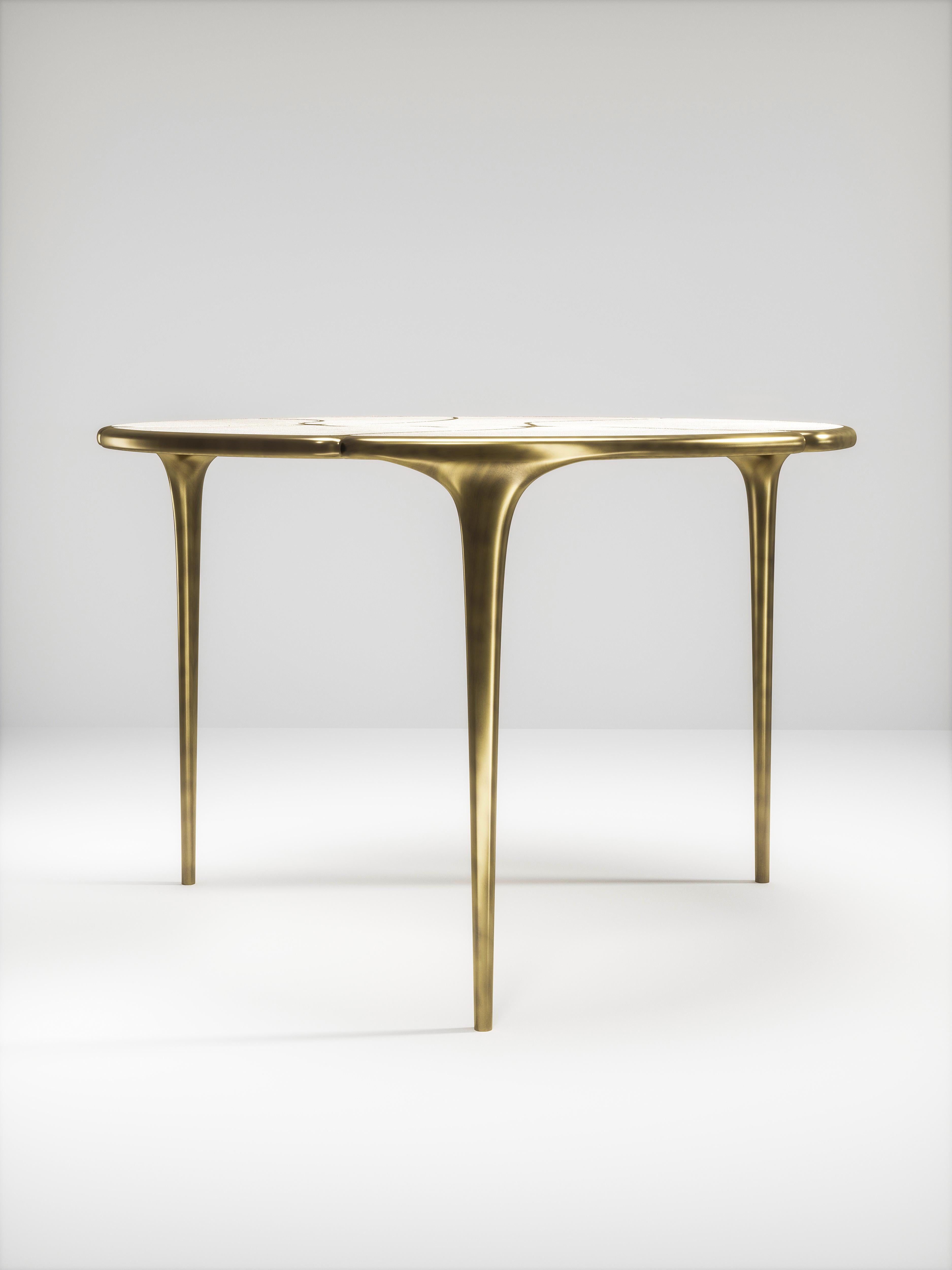 Shagreen Breakfast Table with Bronze-Patina Brass Details by R&Y Augousti For Sale 4