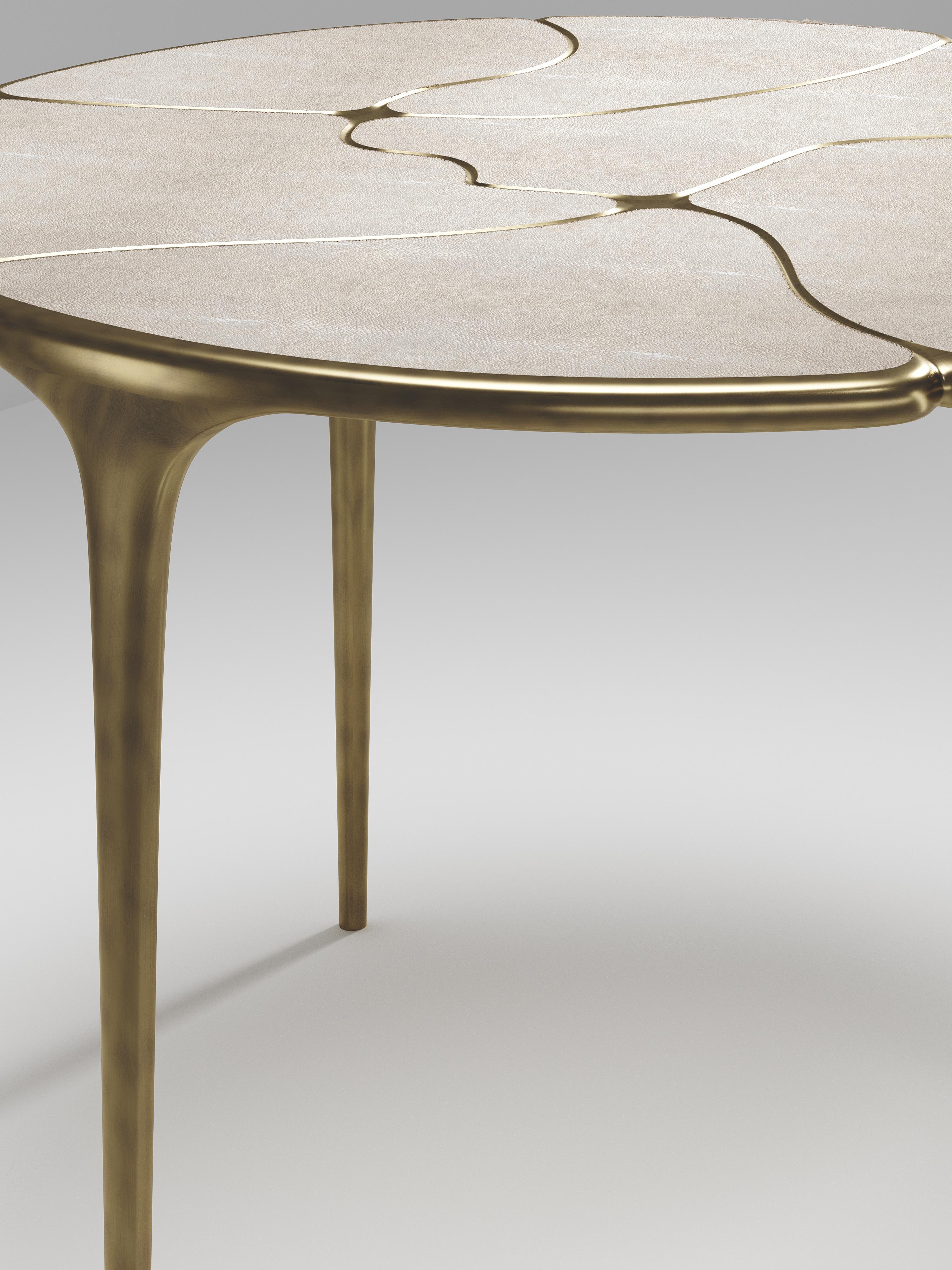 Shagreen Breakfast Table with Bronze-Patina Brass Details by R&Y Augousti For Sale 1