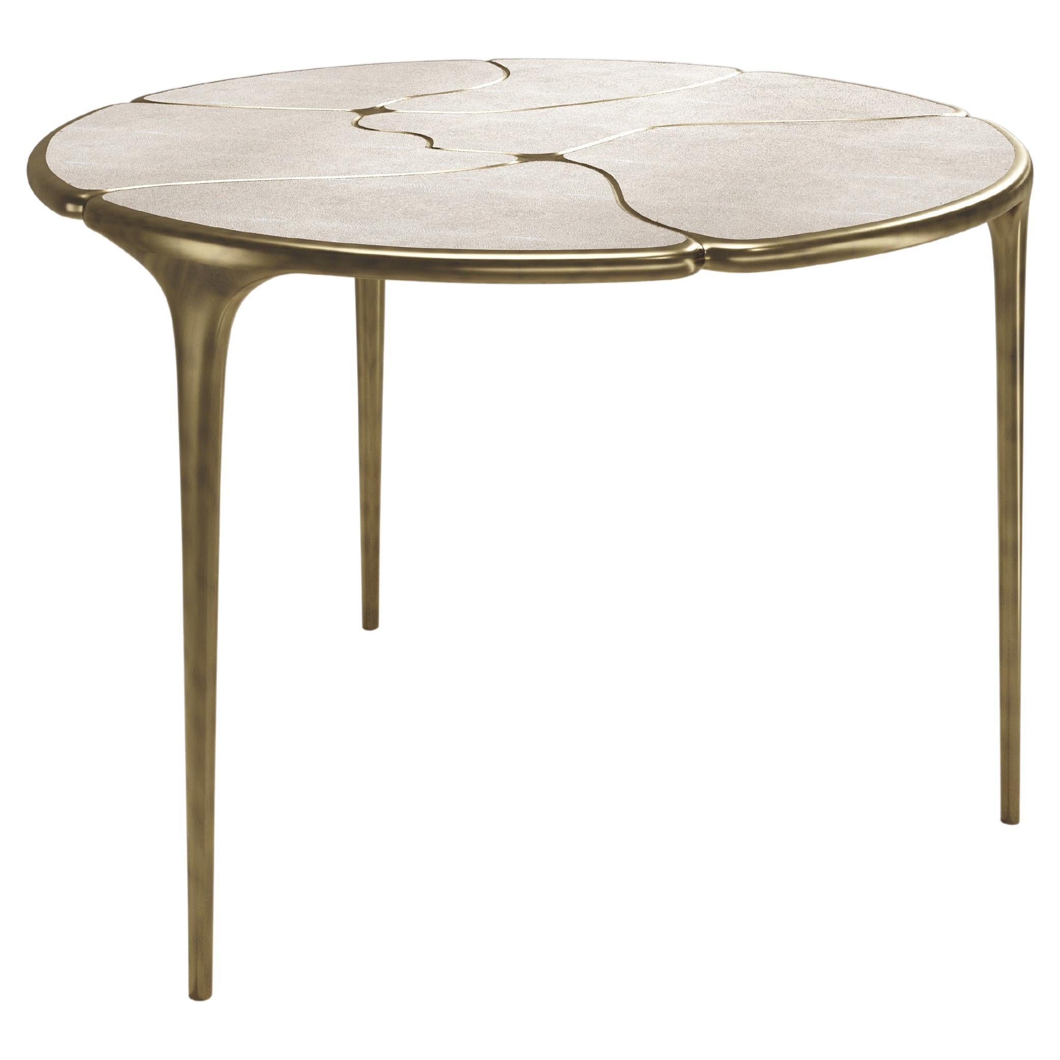 Shagreen Breakfast Table with Bronze-Patina Brass Details by R&Y Augousti For Sale