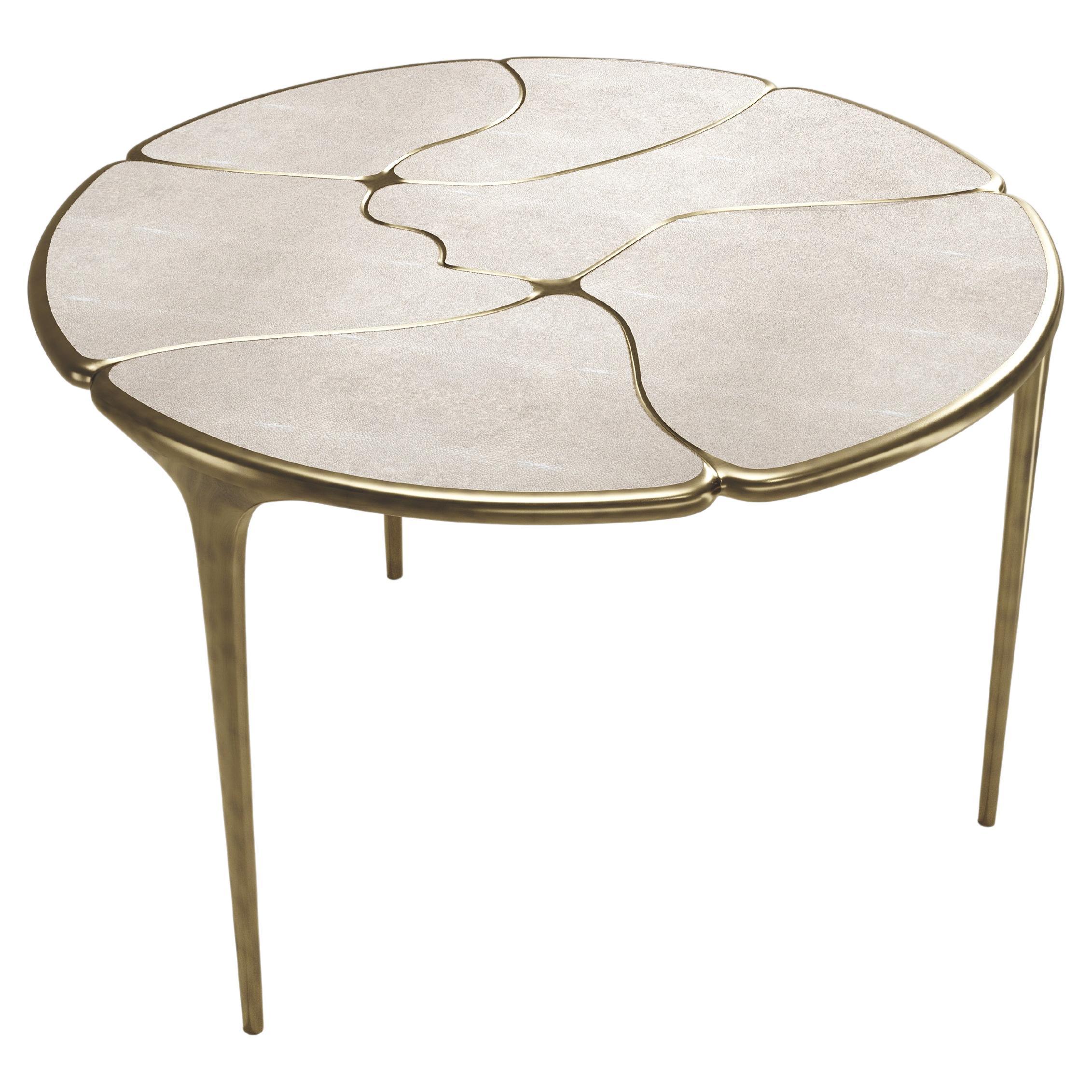 Shagreen Breakfast Table with Bronze-Patina Brass Details by R&Y Augousti For Sale