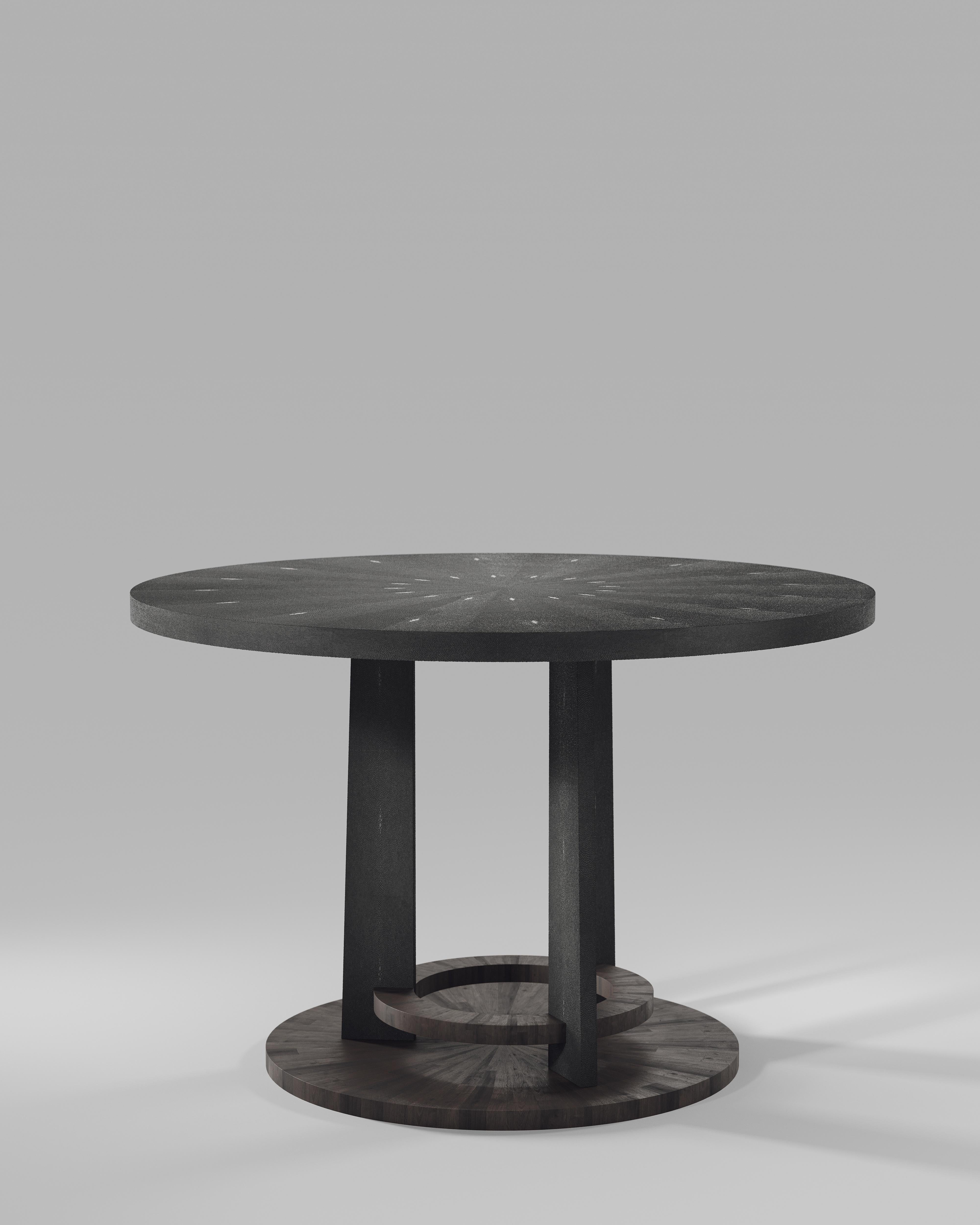 Shagreen Breakfast Table with Palmwood Details by R&Y Augousti For Sale 3