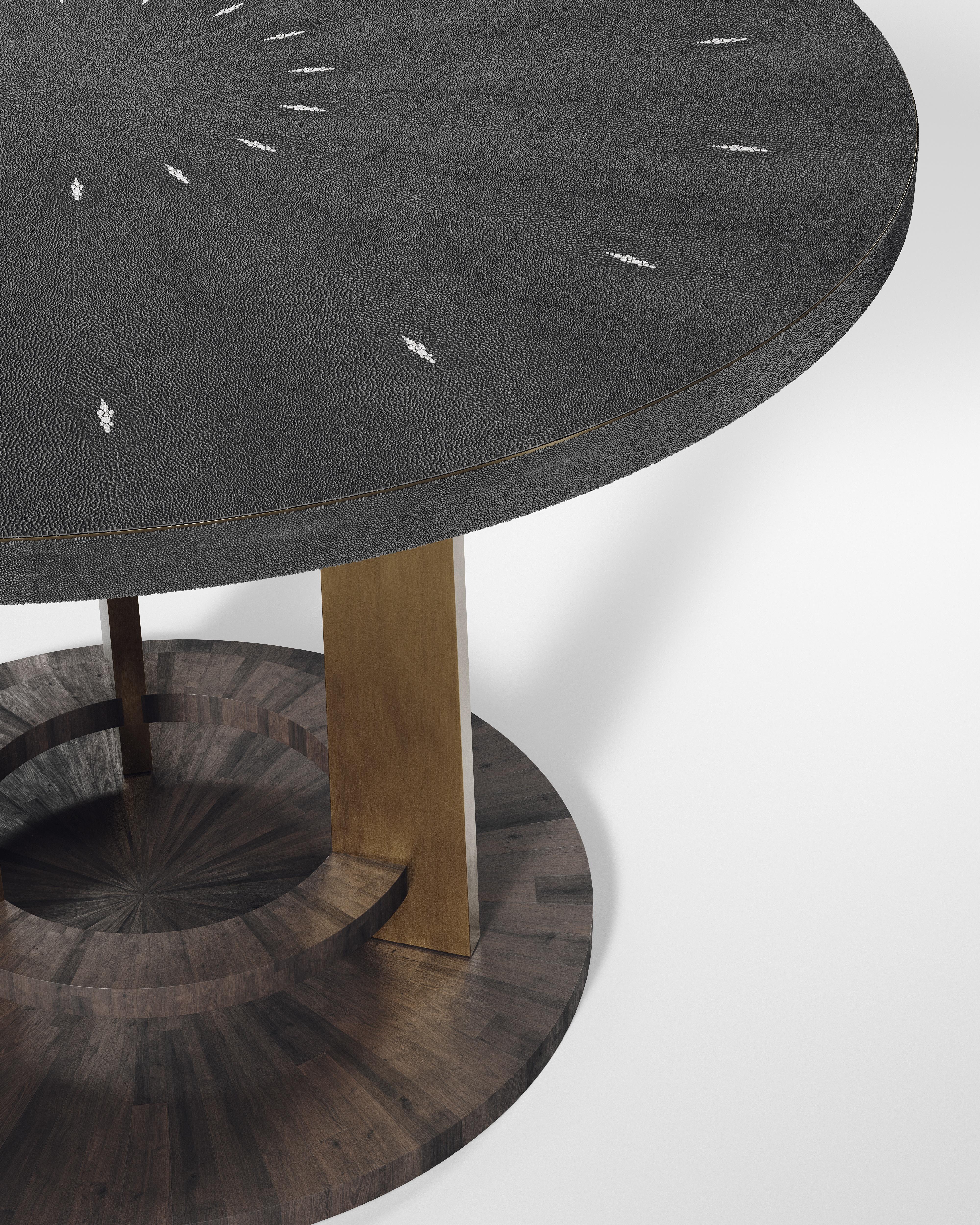 Shagreen Breakfast Table with Palmwood Details by R&Y Augousti For Sale 3