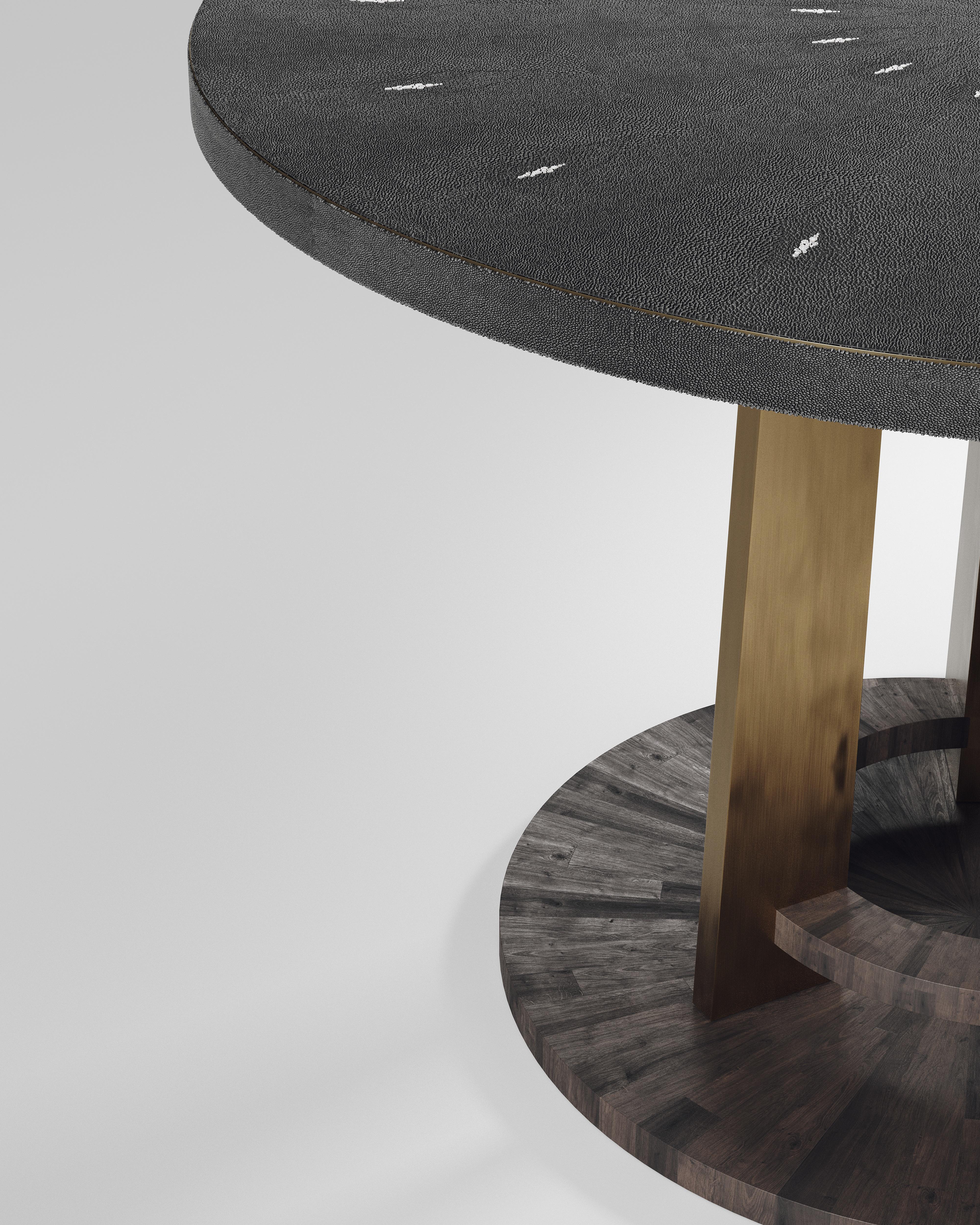 Shagreen Breakfast Table with Palmwood Details by R&Y Augousti For Sale 4