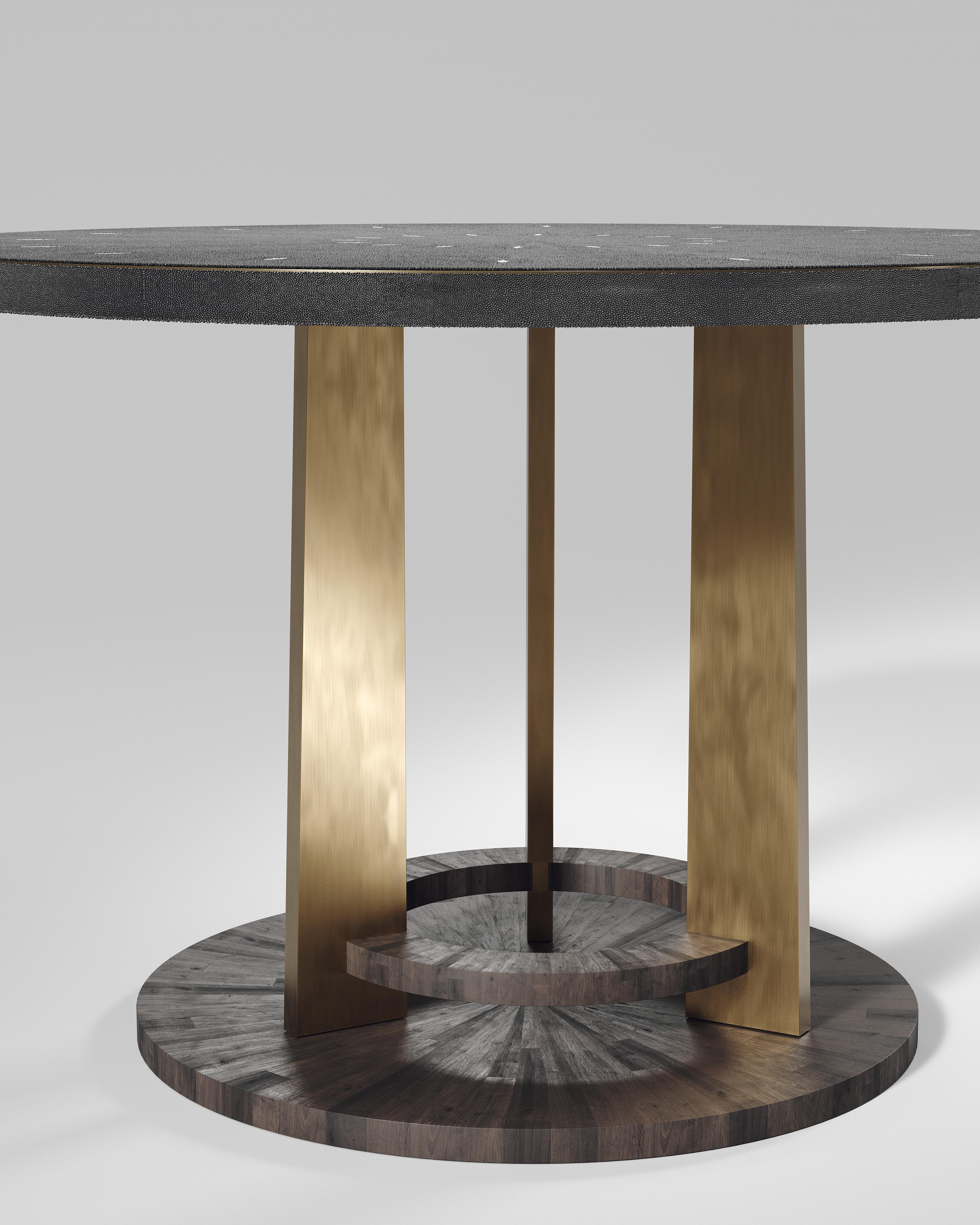 Art Deco Shagreen Breakfast Table with Palmwood Details by R&Y Augousti For Sale