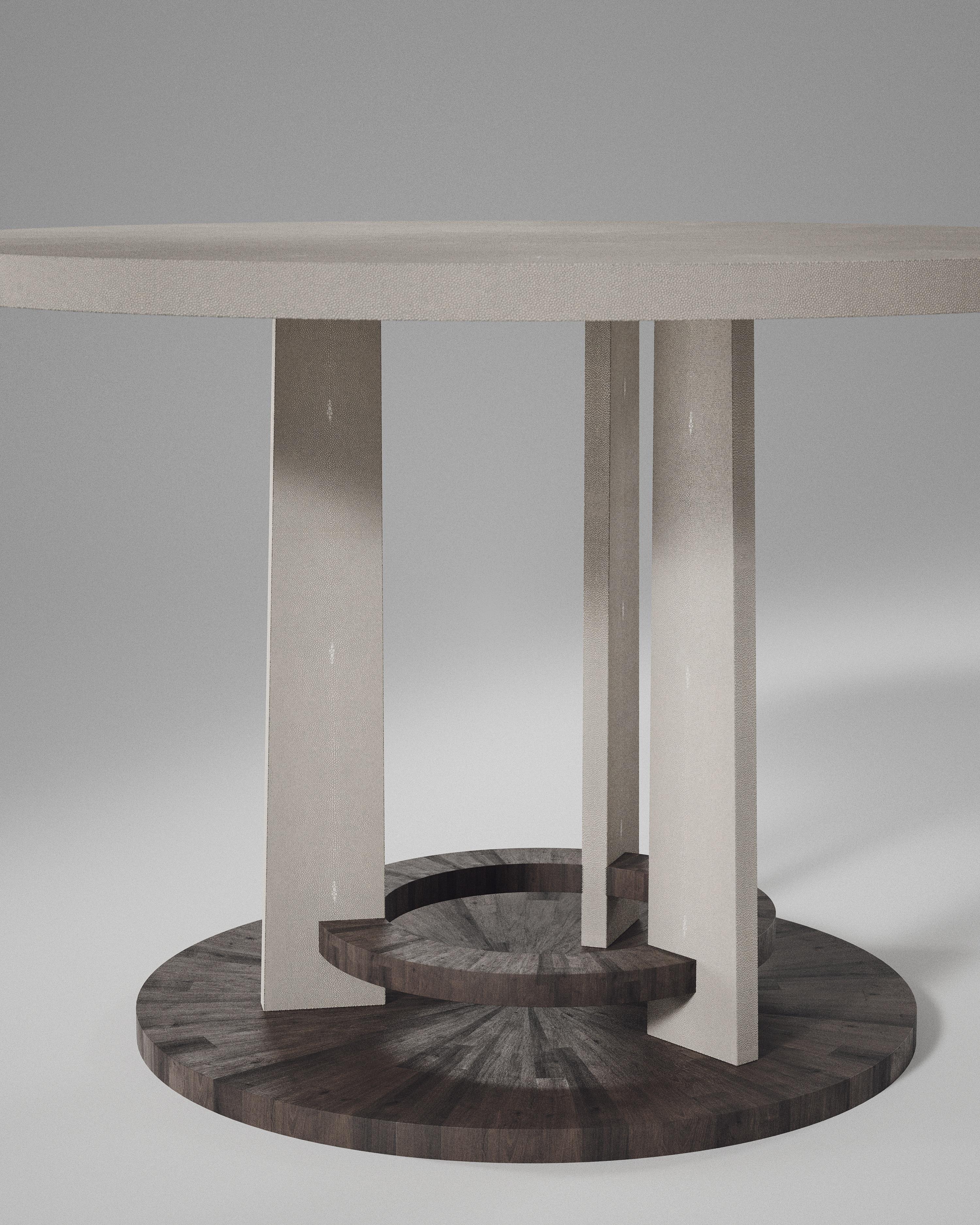 Hand-Crafted Shagreen Breakfast Table with Palmwood Details by R&Y Augousti For Sale