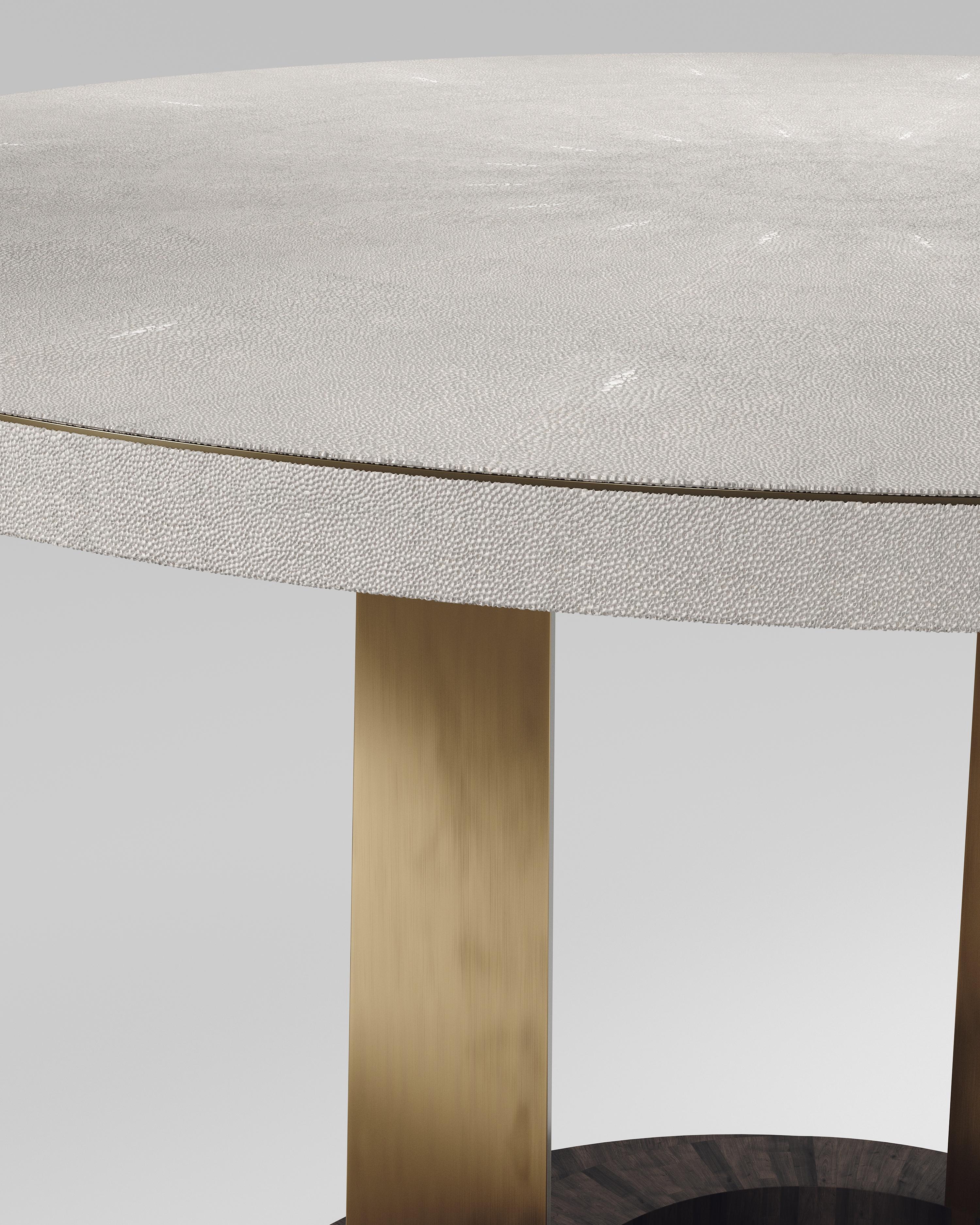 Shagreen Breakfast Table with Palmwood Details by R&Y Augousti In New Condition For Sale In New York, NY
