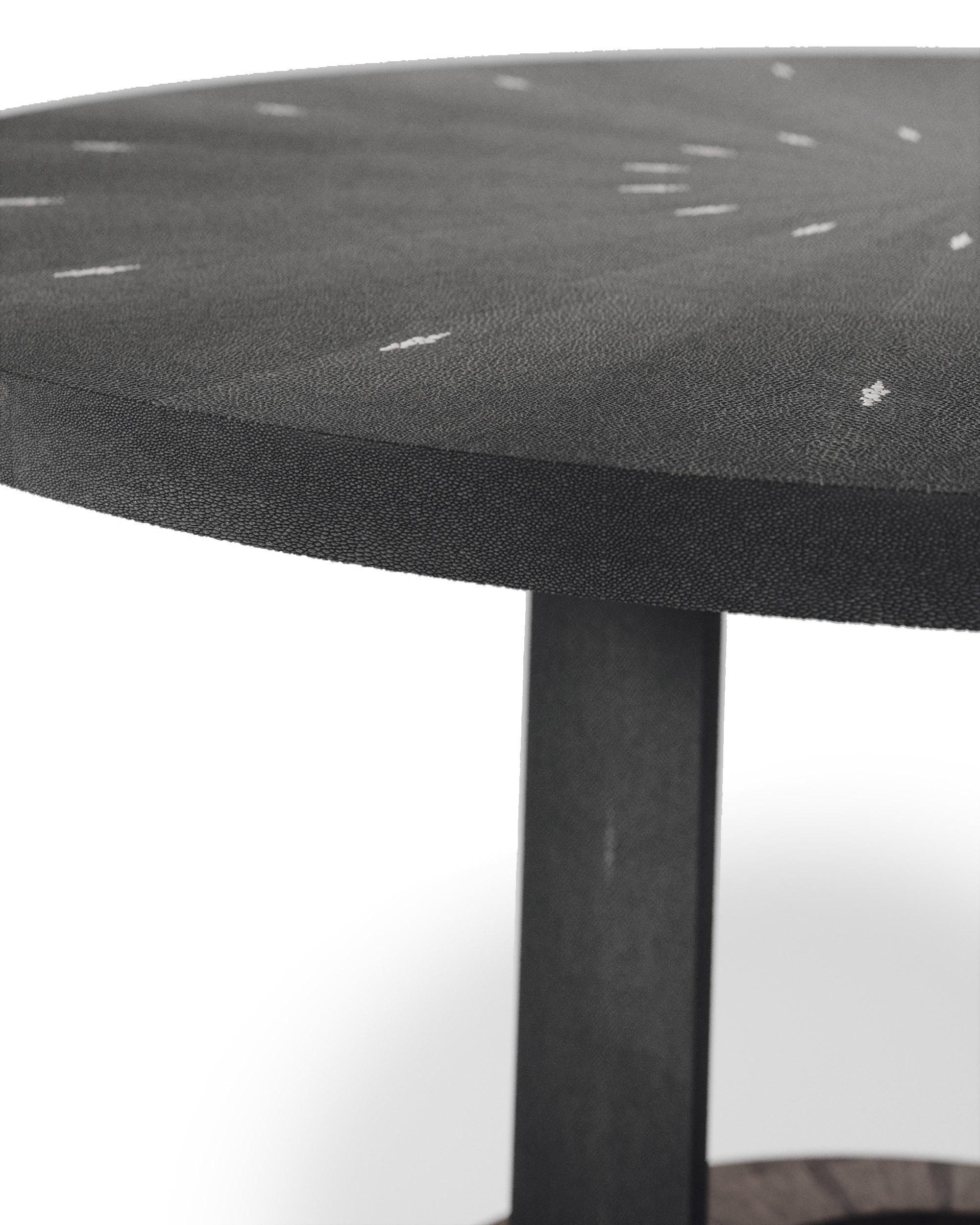 Contemporary Shagreen Breakfast Table with Palmwood Details by R&Y Augousti For Sale