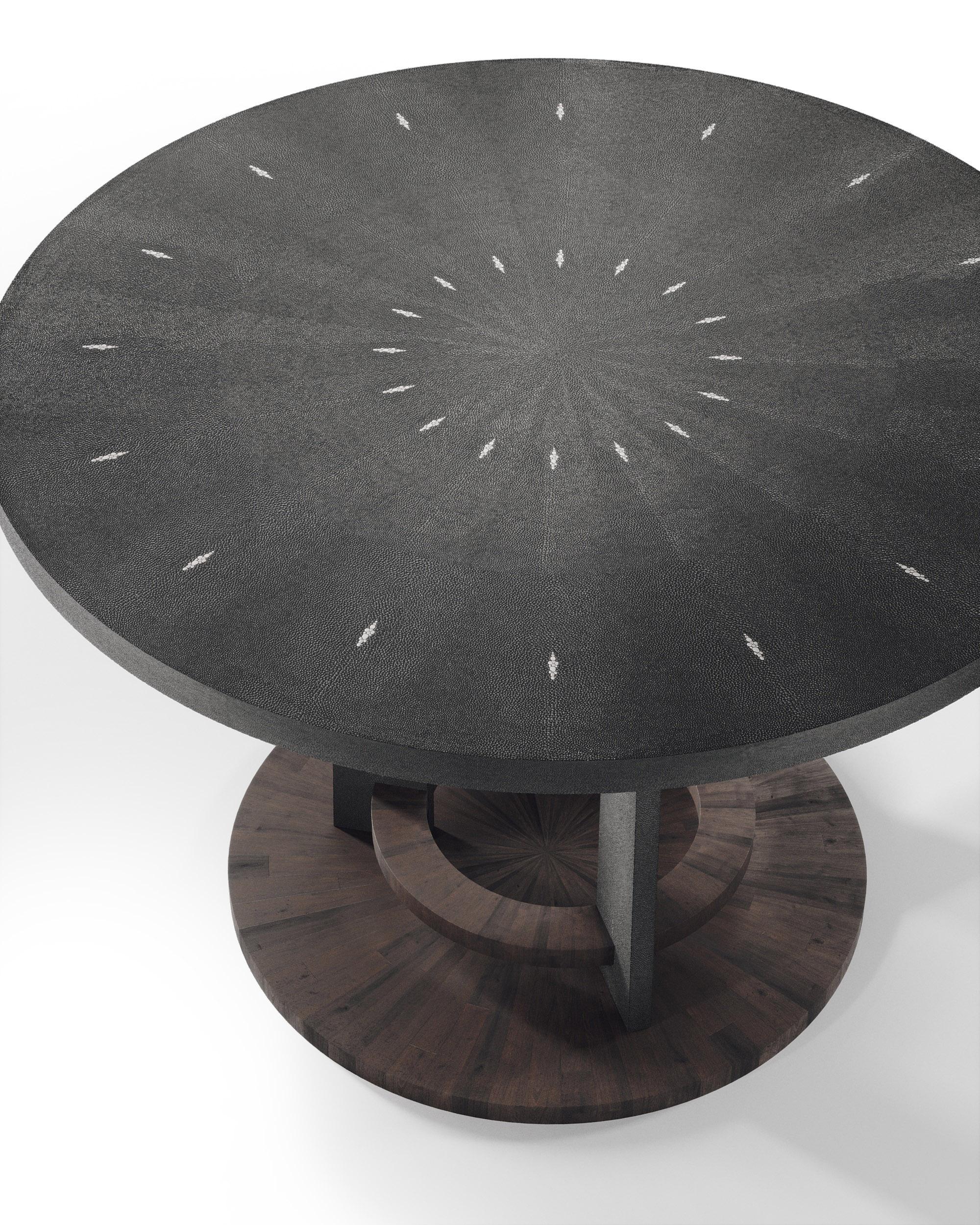 Shagreen Breakfast Table with Palmwood Details by R&Y Augousti For Sale 1