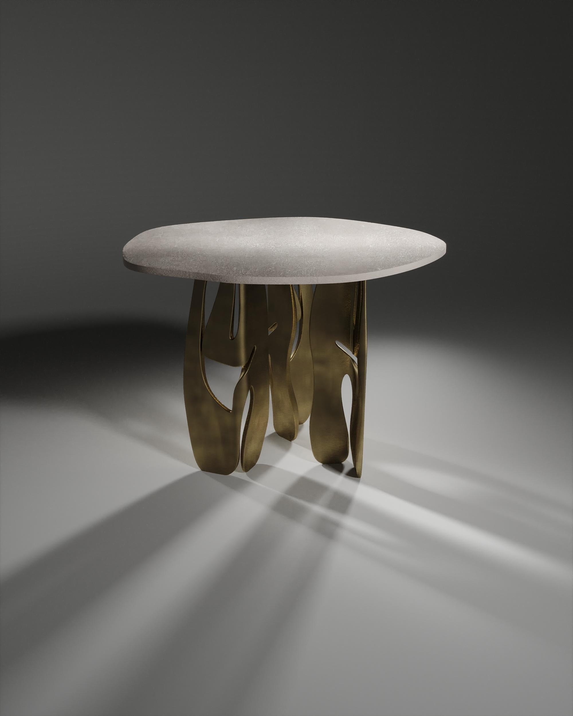 Shagreen Breakfast Table with Sculptural Brass Legs by R & Y Augousti For Sale 4