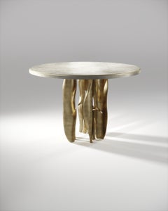 Shagreen Breakfast Table with Sculptural Brass Legs by R & Y Augousti