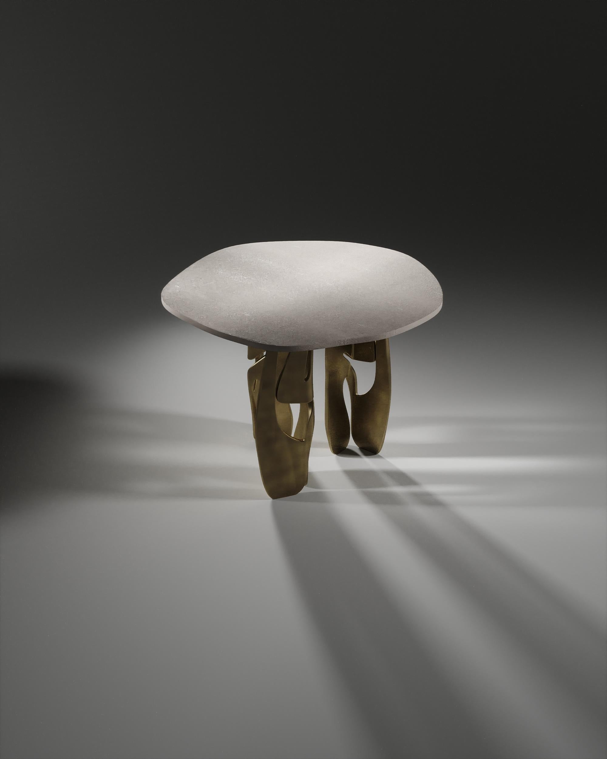 Shagreen Breakfast Table with Sculptural Brass Legs by R & Y Augousti For Sale 1