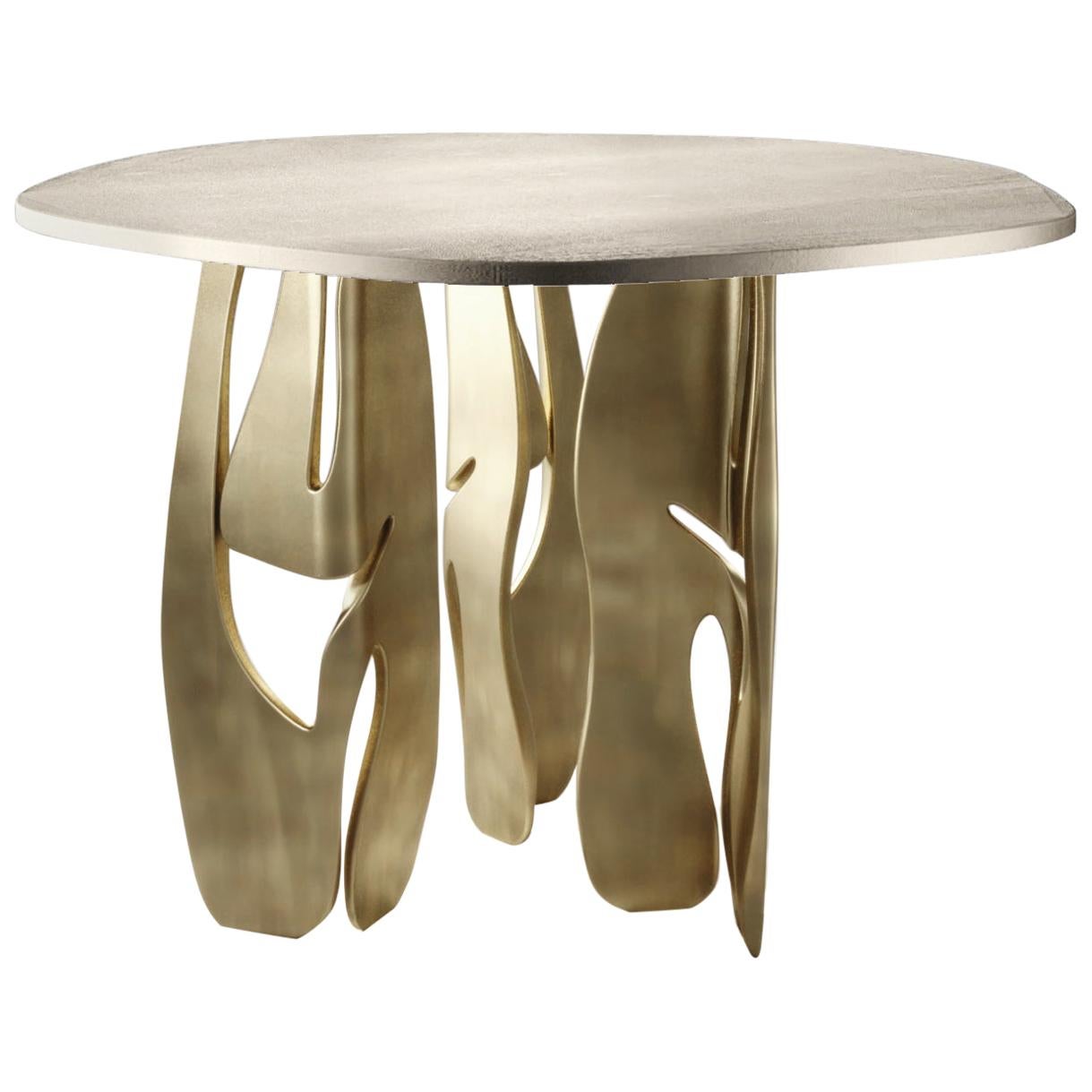 Shagreen Breakfast Table with Sculptural Brass Legs by R & Y Augousti For Sale