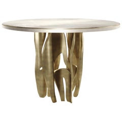 Shagreen Breakfast Table with Sculptural Brass Legs by R & Y Augousti