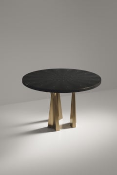 Tavolo da colazione in zigrino con gambe scultoree in ottone di R&Y Augousti