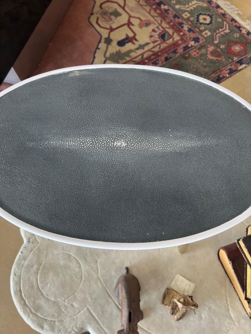 Shagreen, Bronze, Resin Side Table For Sale 1