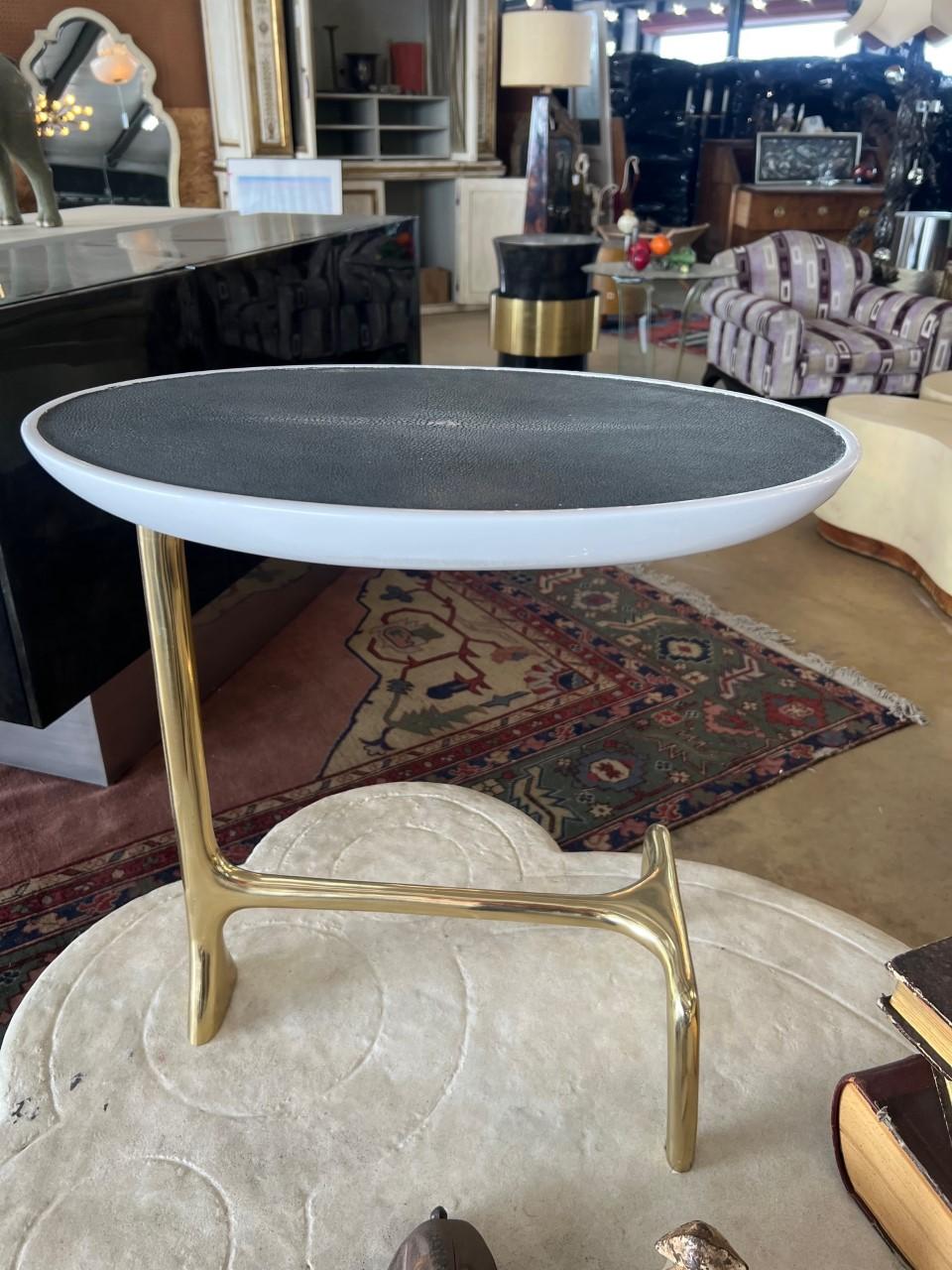 Shagreen, Bronze, Resin Side Table For Sale 2