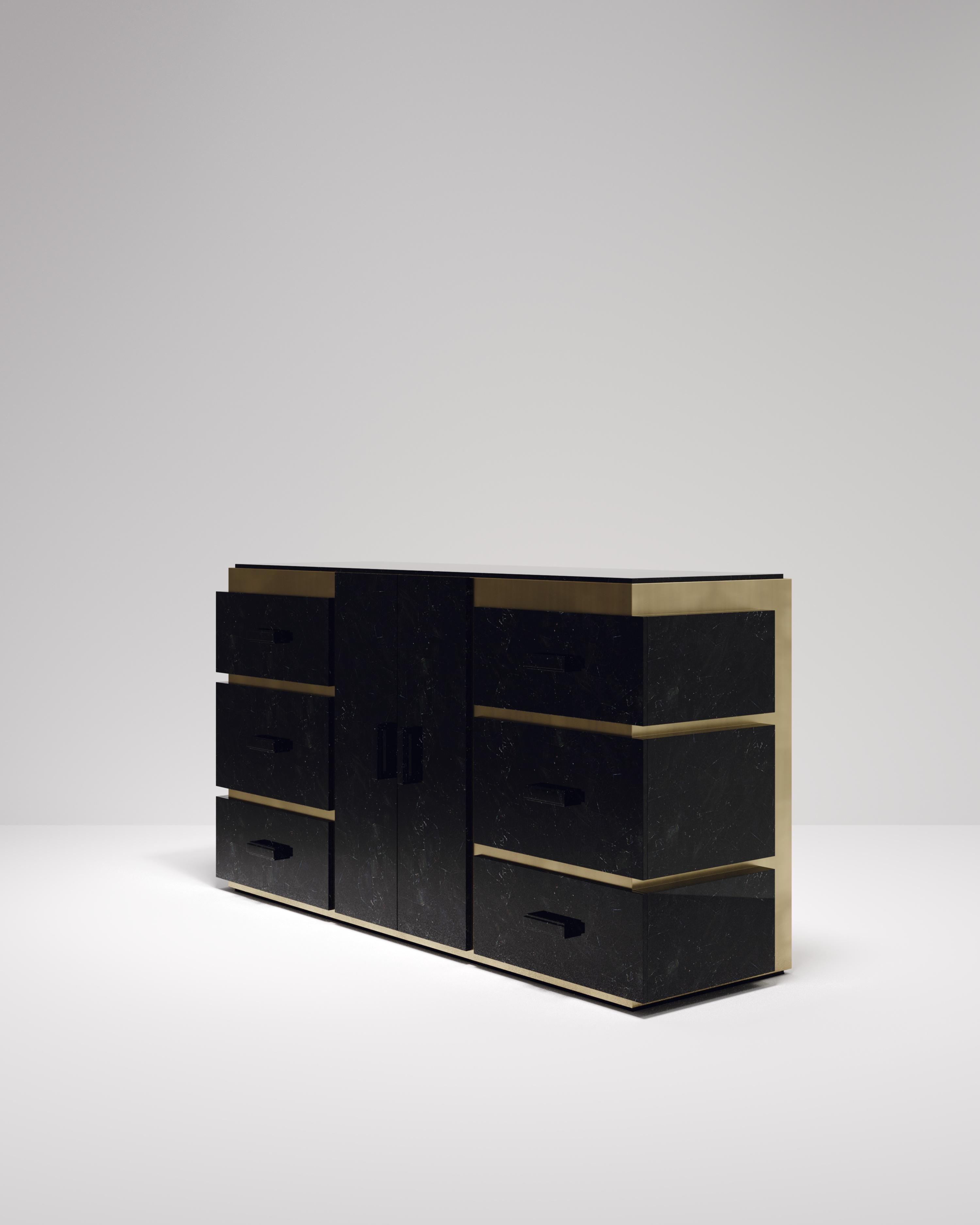 Shagreen Buffet with Bronze Patina Brass Details by R&Y Augousti In New Condition For Sale In New York, NY