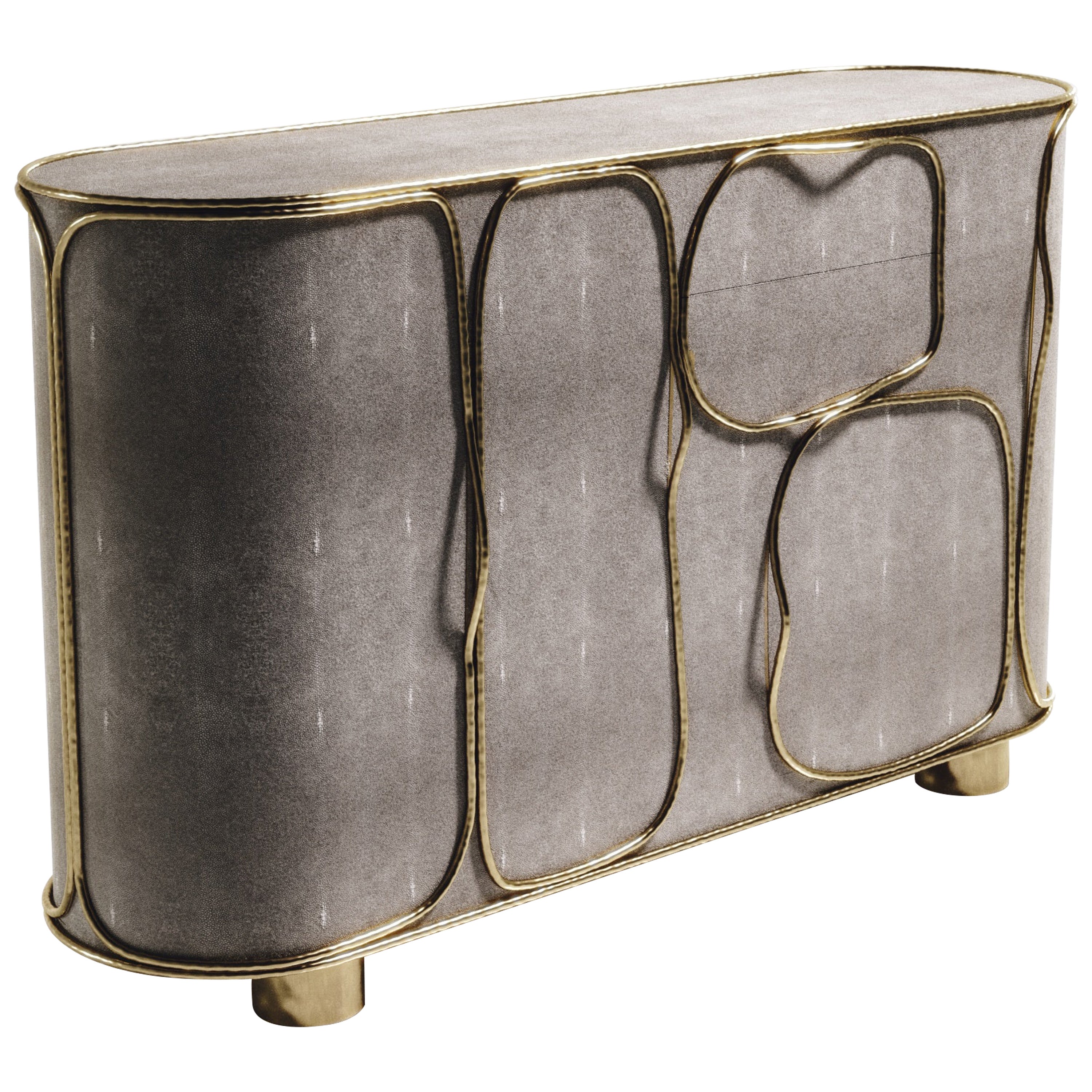 Shagreen-Buffet mit Bronze-Patina-Messingdetails von R&Y Augousti