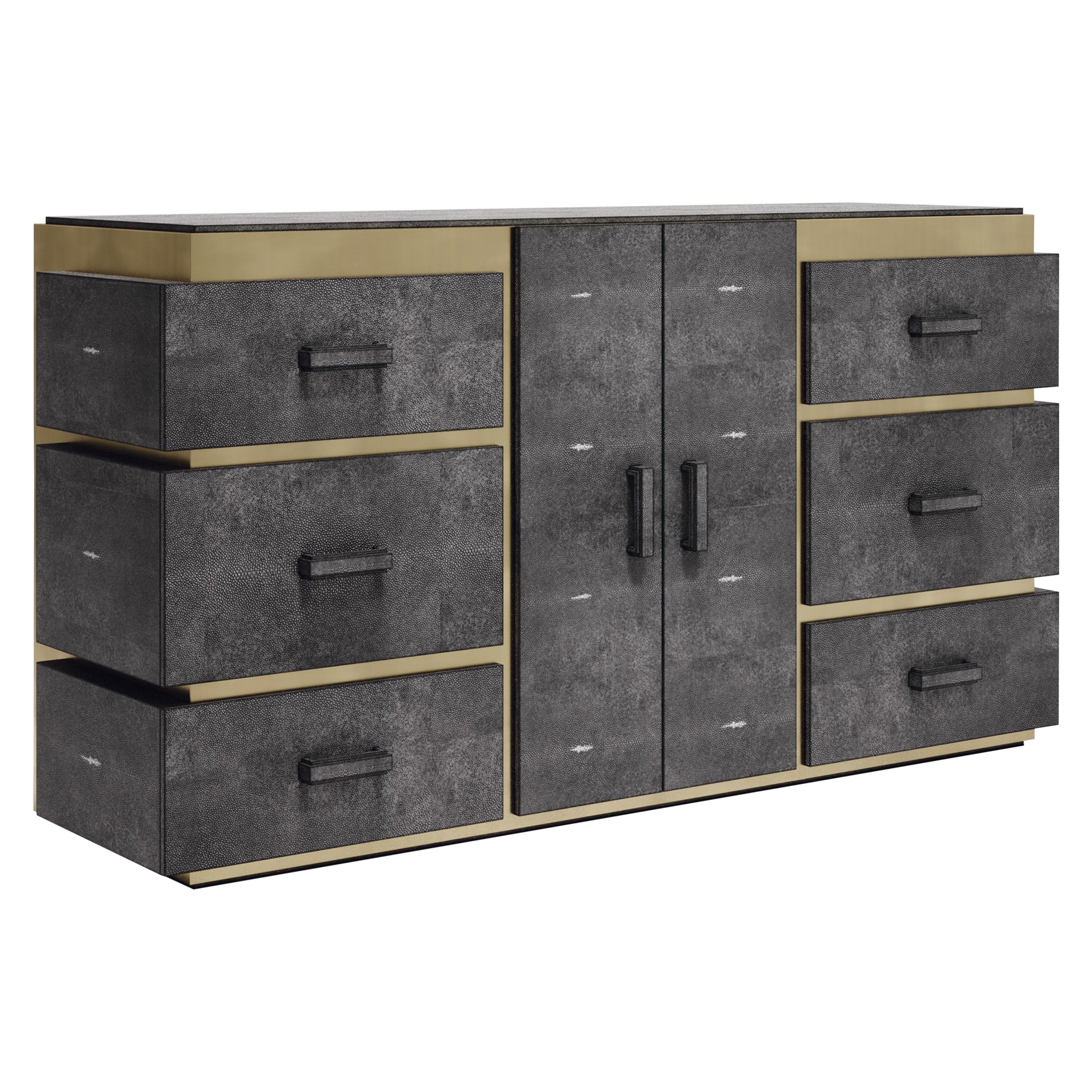 Shagreen-Buffet mit Bronze-Patina-Messingdetails von R&Y Augousti
