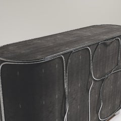 Shagreen Buffet with Chrome Finish Stainless Steel Details by R&Y Augousti