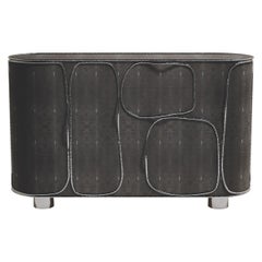 Shagreen Buffet with Chrome Finish Stainless Steel Details by R&Y Augousti