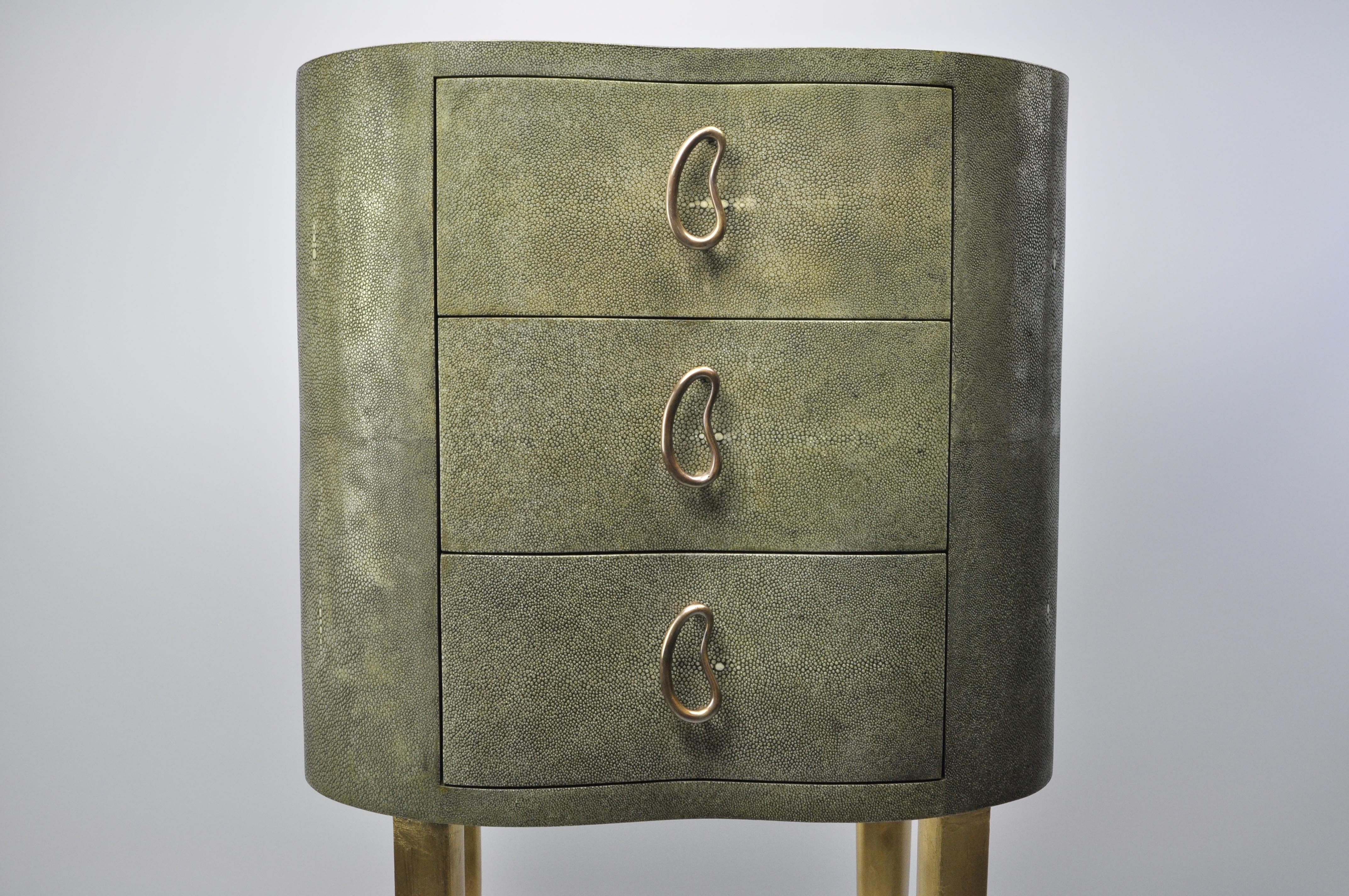 Organic Modern Shagreen Cabinet Stelar with an Organic Shape by Ginger Brown For Sale