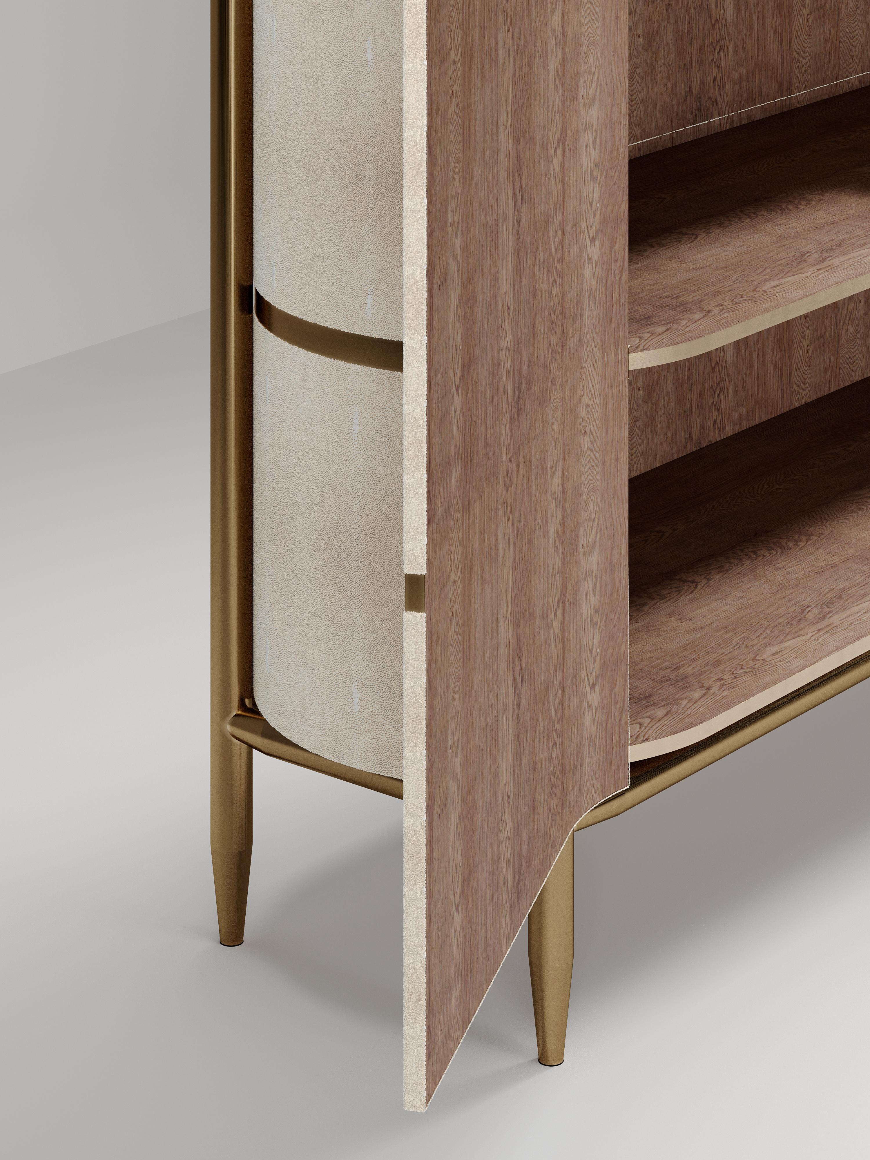 Mobile in zigrino con accenti in ottone di Kifu Paris in vendita 3