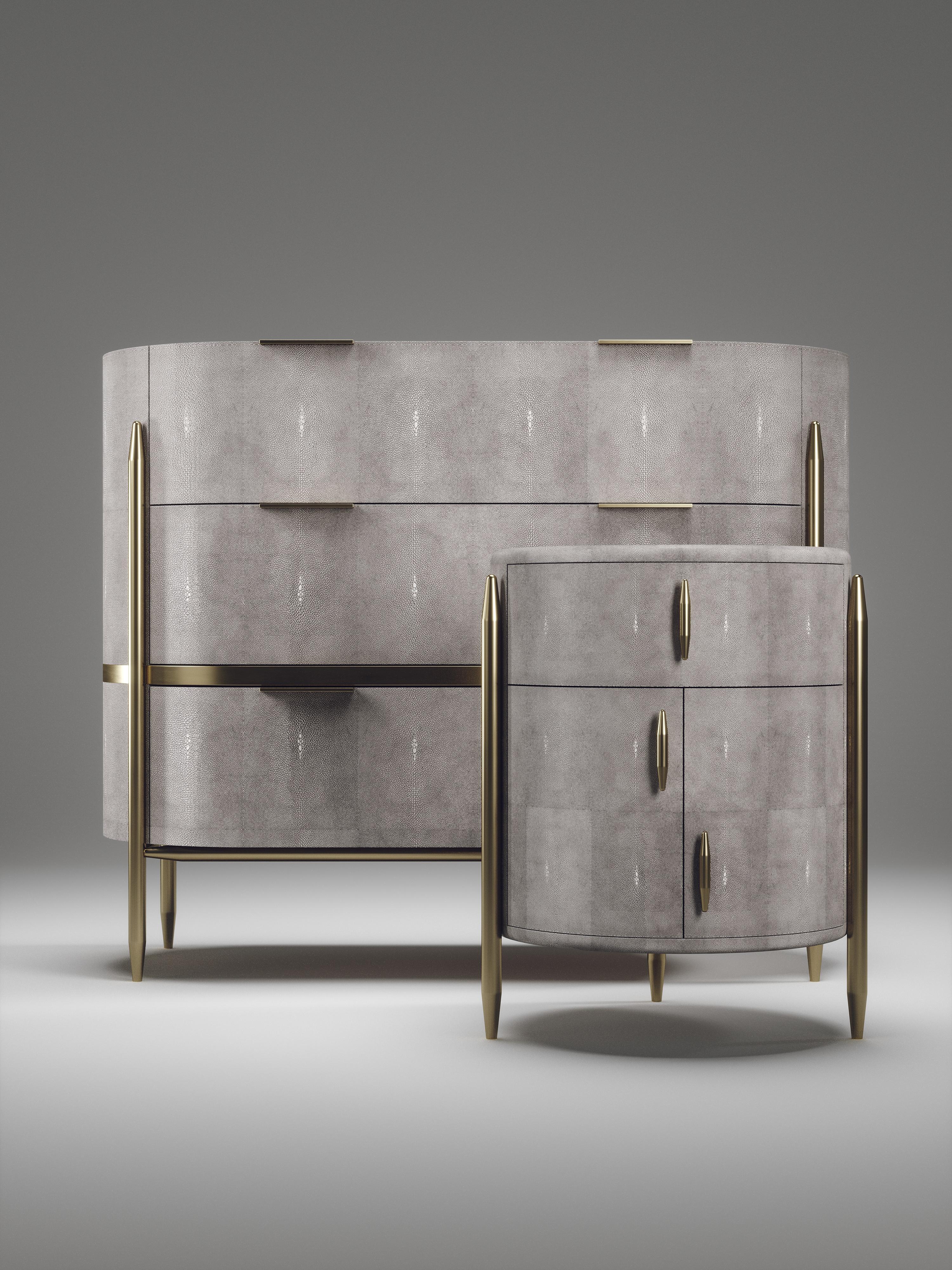 Shagreen Cabinet with Brass Accents by Kifu Paris For Sale 6
