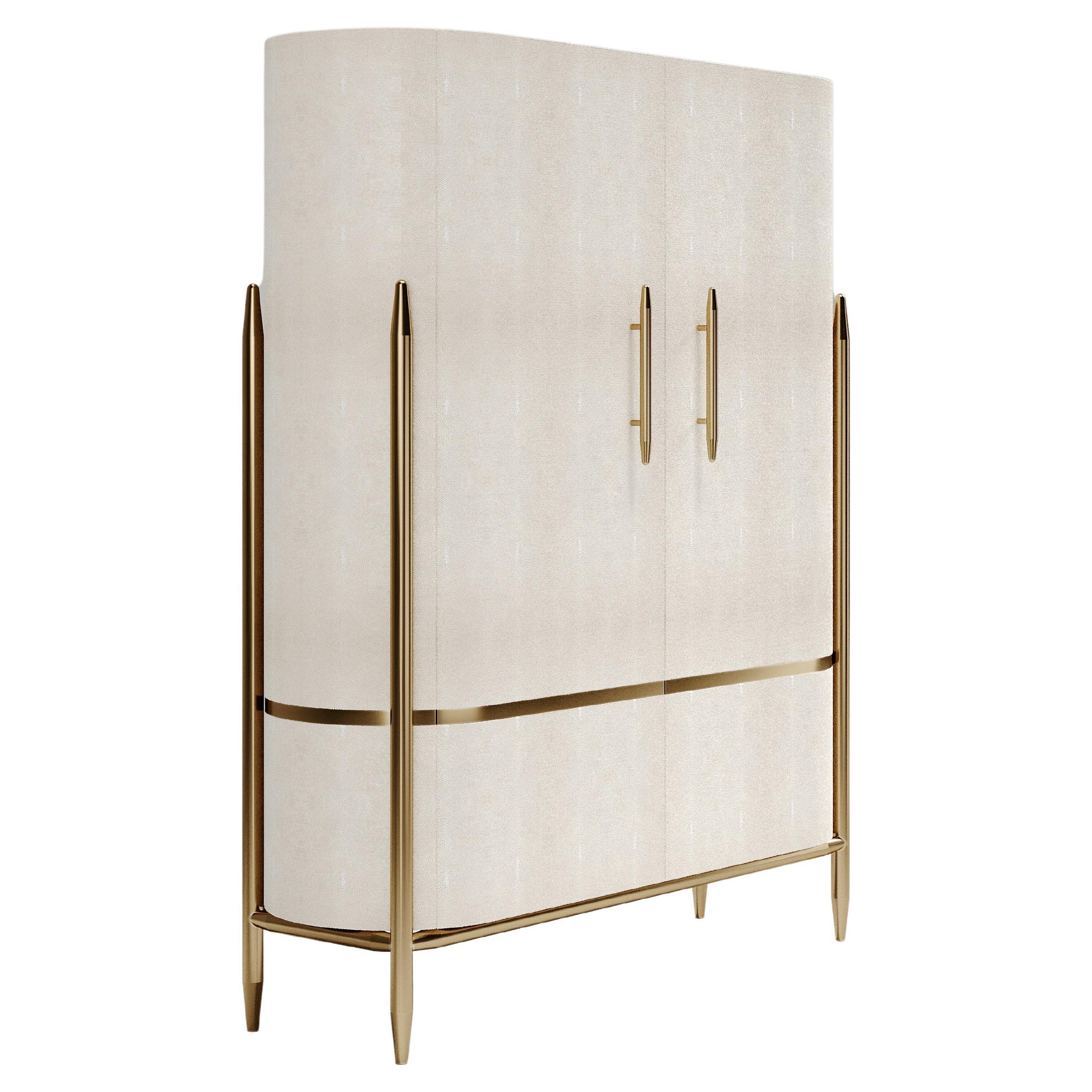 Shagreen Cabinet with Brass Accents by Kifu Paris