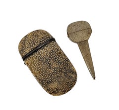 Shagreen Card Case And Scissor Case, Circa 1800 - Two Piece Set
