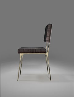 Shagreen Chair with Palmwood and Bronze-Patina Brass Details by Kifu Paris