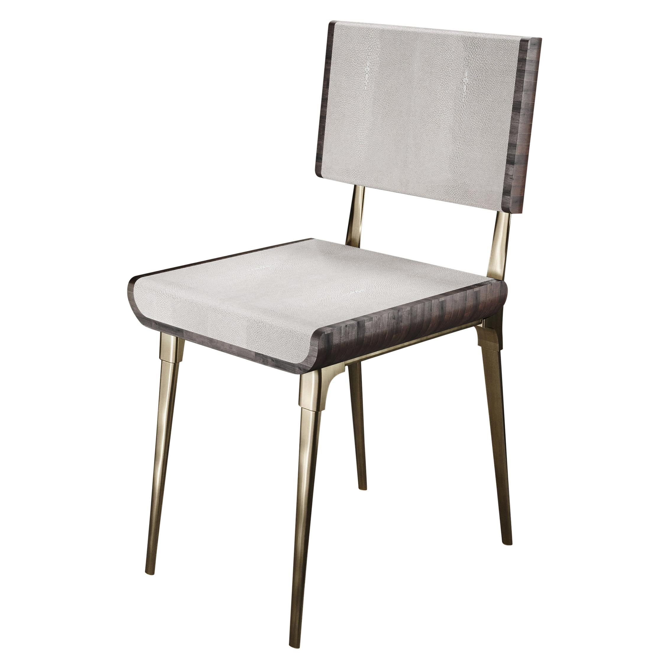 Shagreen Chair with Palmwood and Bronze-Patina Brass Details by Kifu Paris