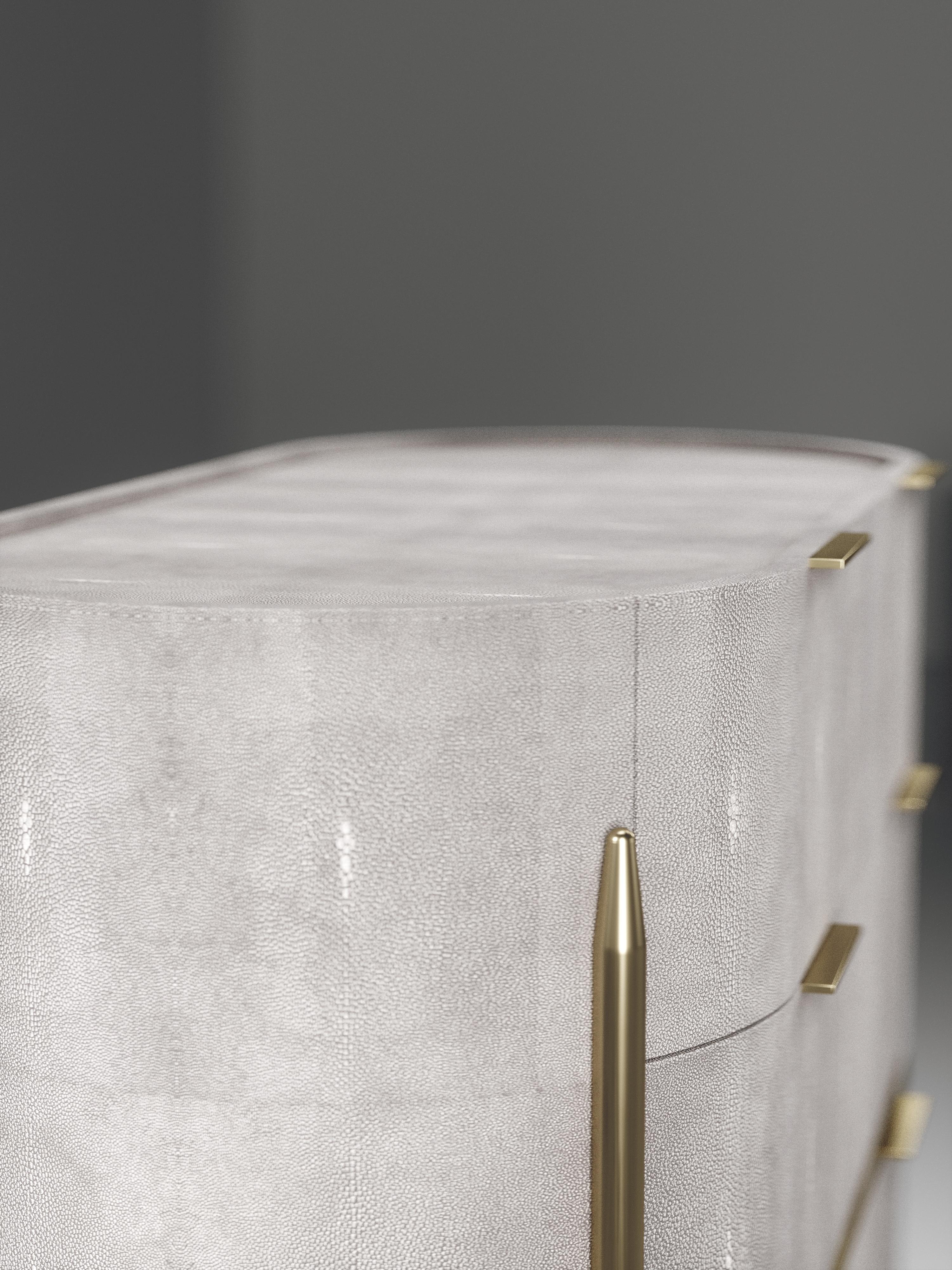 Shagreen Chest of Drawers with Brass Accents by Kifu Paris For Sale 4