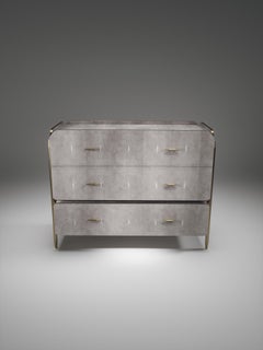 Shagreen Chest of Drawers with Brass Accents by Kifu Paris