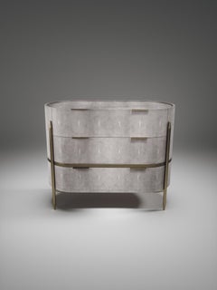 Shagreen Chest of Drawers with Brass Accents by Kifu Paris
