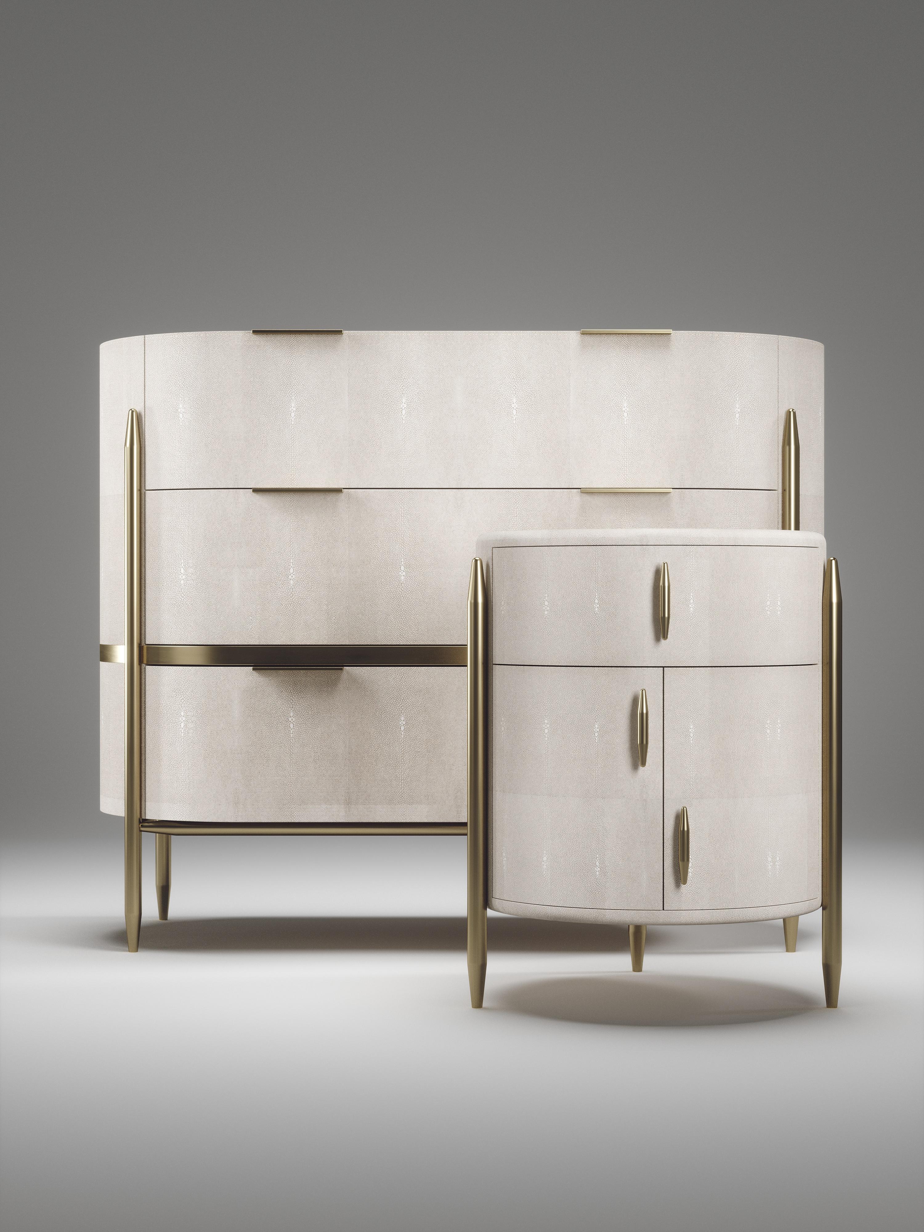 Cassettiera in zigrino con inserti in ottone di Kifu Paris in vendita 12