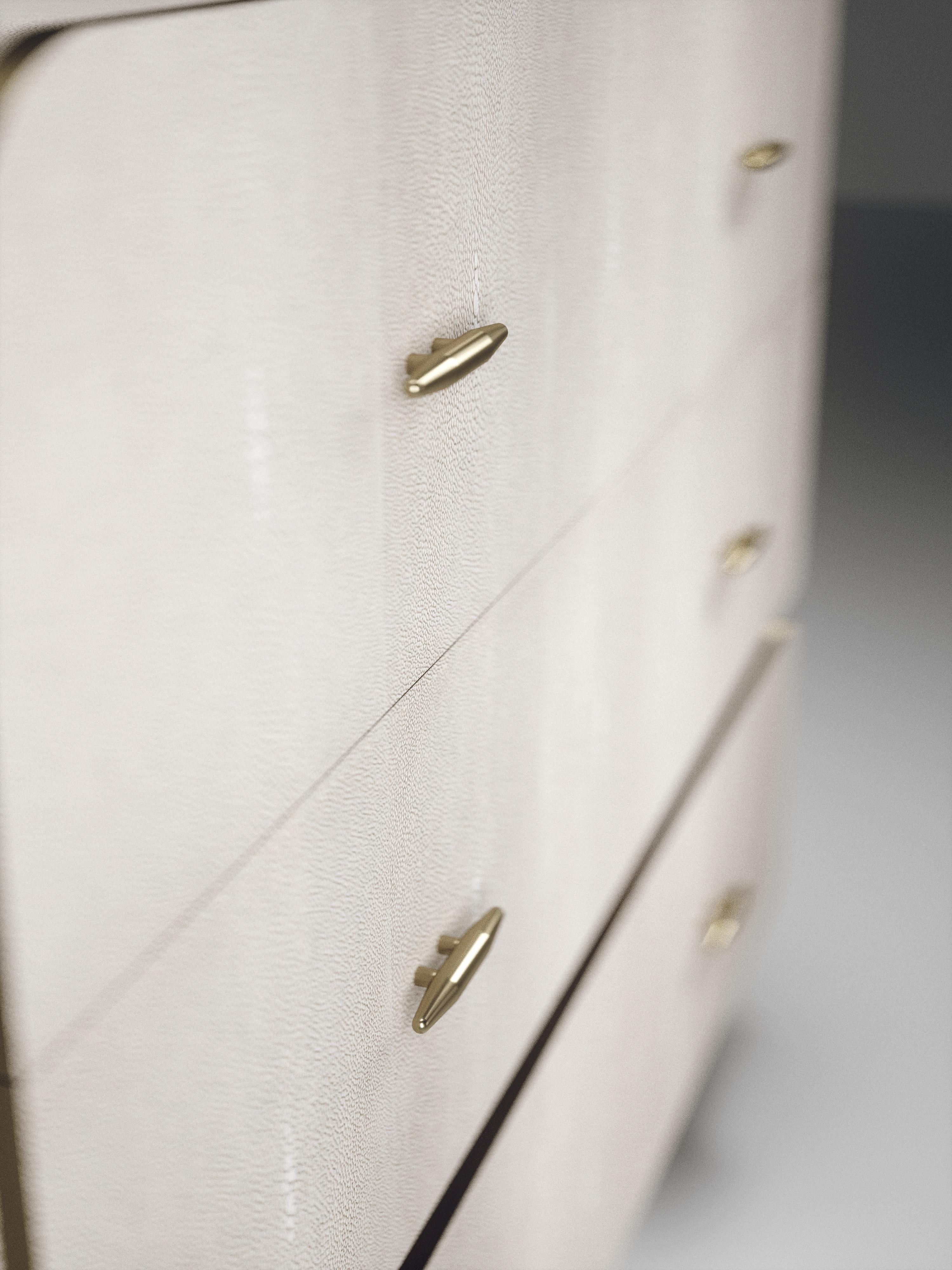 Art Deco Shagreen Chest of Drawers with Brass Accents by Kifu Paris For Sale