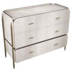 Shagreen Chest of Drawers with Brass Accents by Kifu Paris