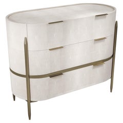 Shagreen Chest of Drawers with Brass Accents by Kifu Paris