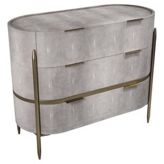 Shagreen Chest of Drawers with Brass Accents by Kifu Paris