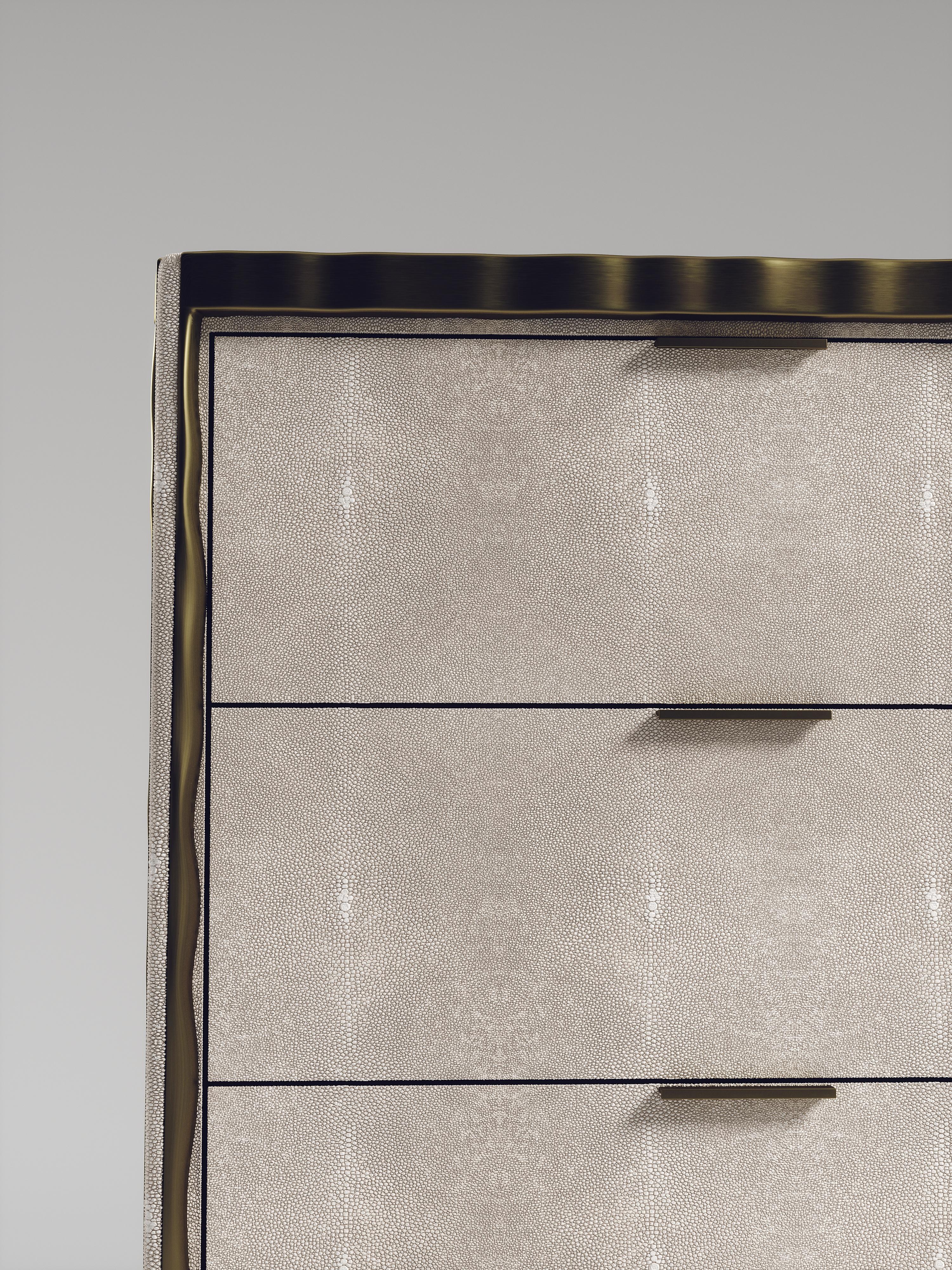 Shagreen Chest of Drawers with Bronze-Patina Brass Details by R&Y Augousti For Sale 3