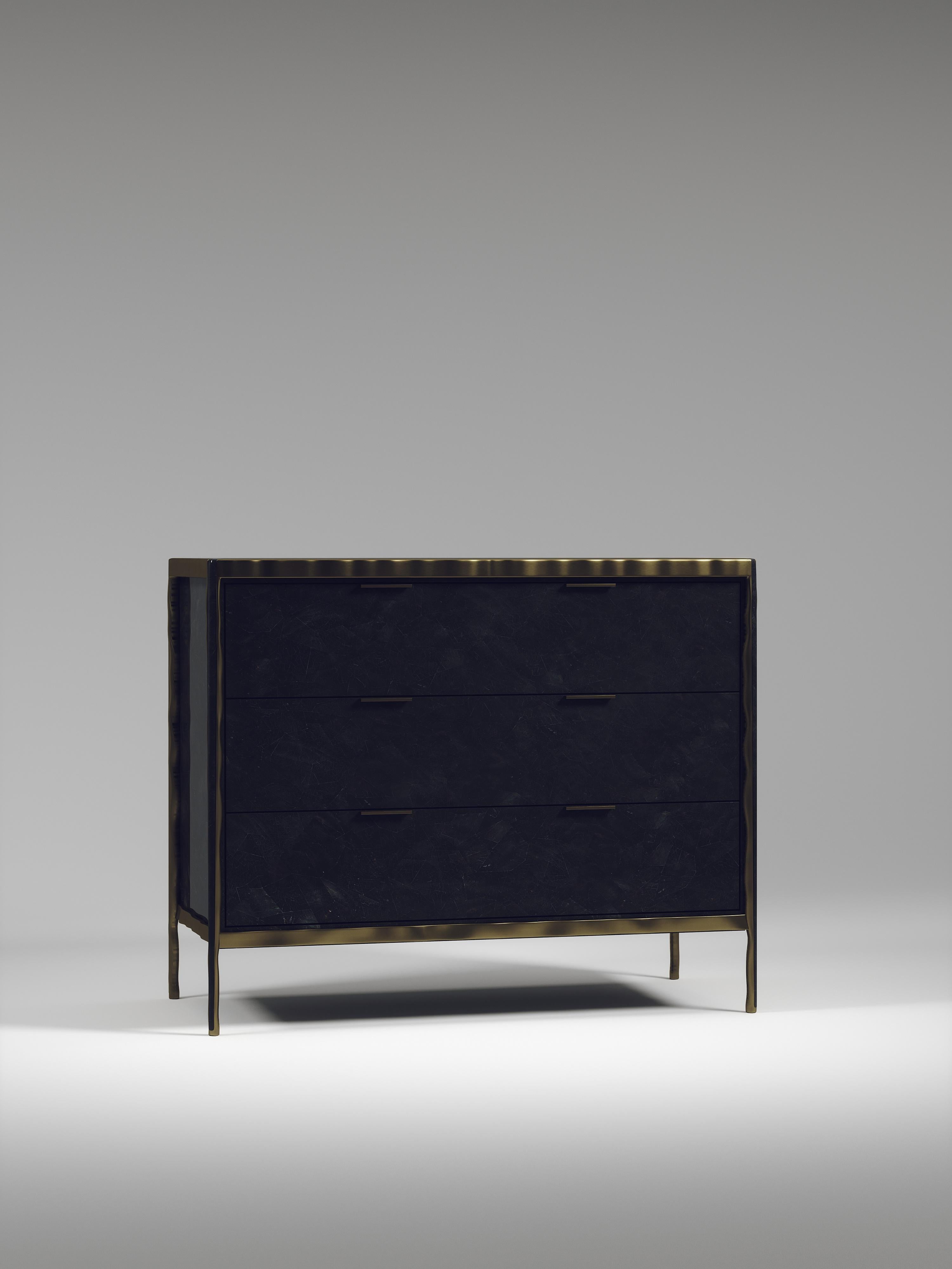 Shagreen Chest of Drawers with Bronze-Patina Brass Details by R&Y Augousti For Sale 6