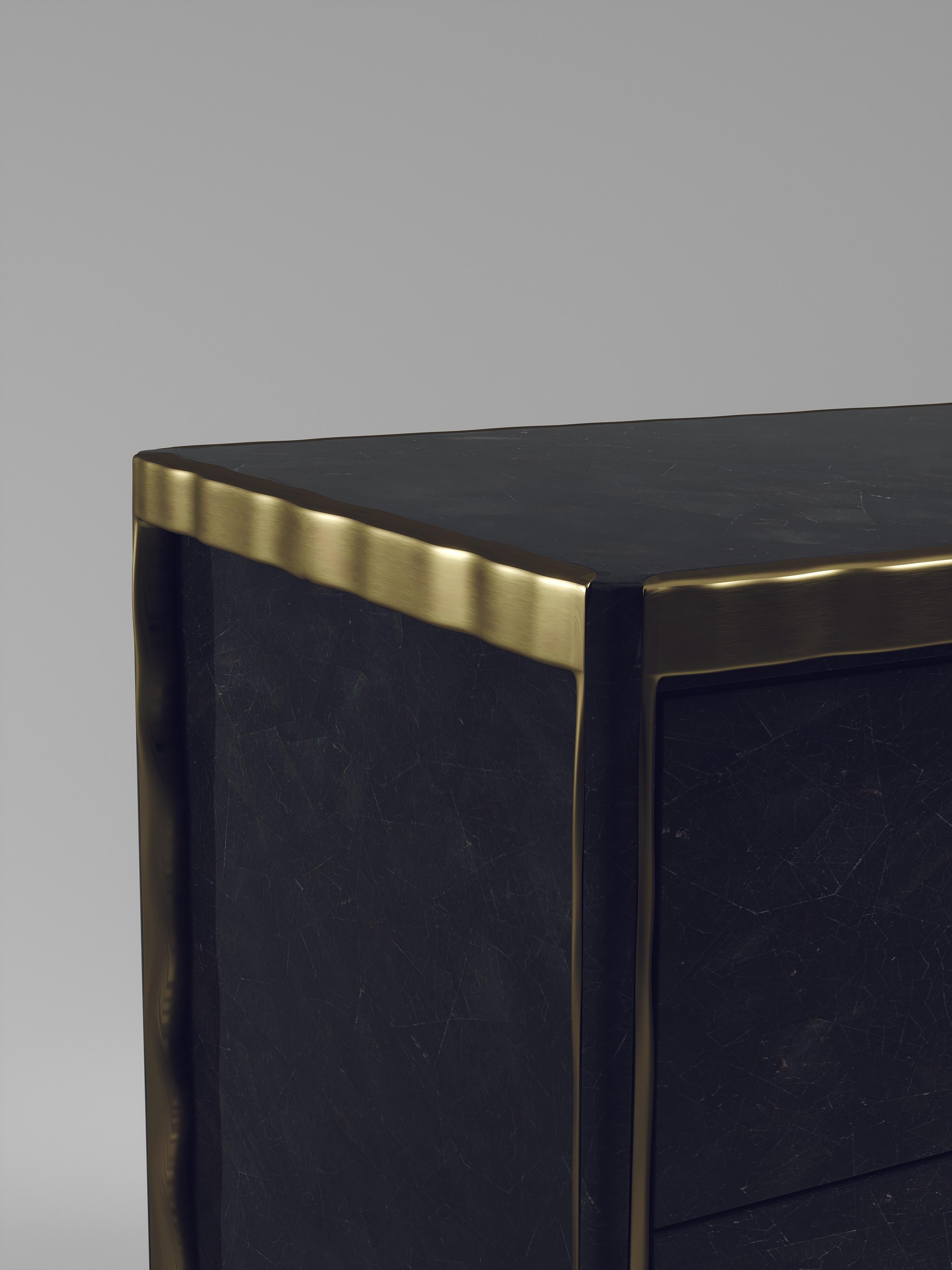 Shagreen Chest of Drawers with Bronze-Patina Brass Details by R&Y Augousti For Sale 8